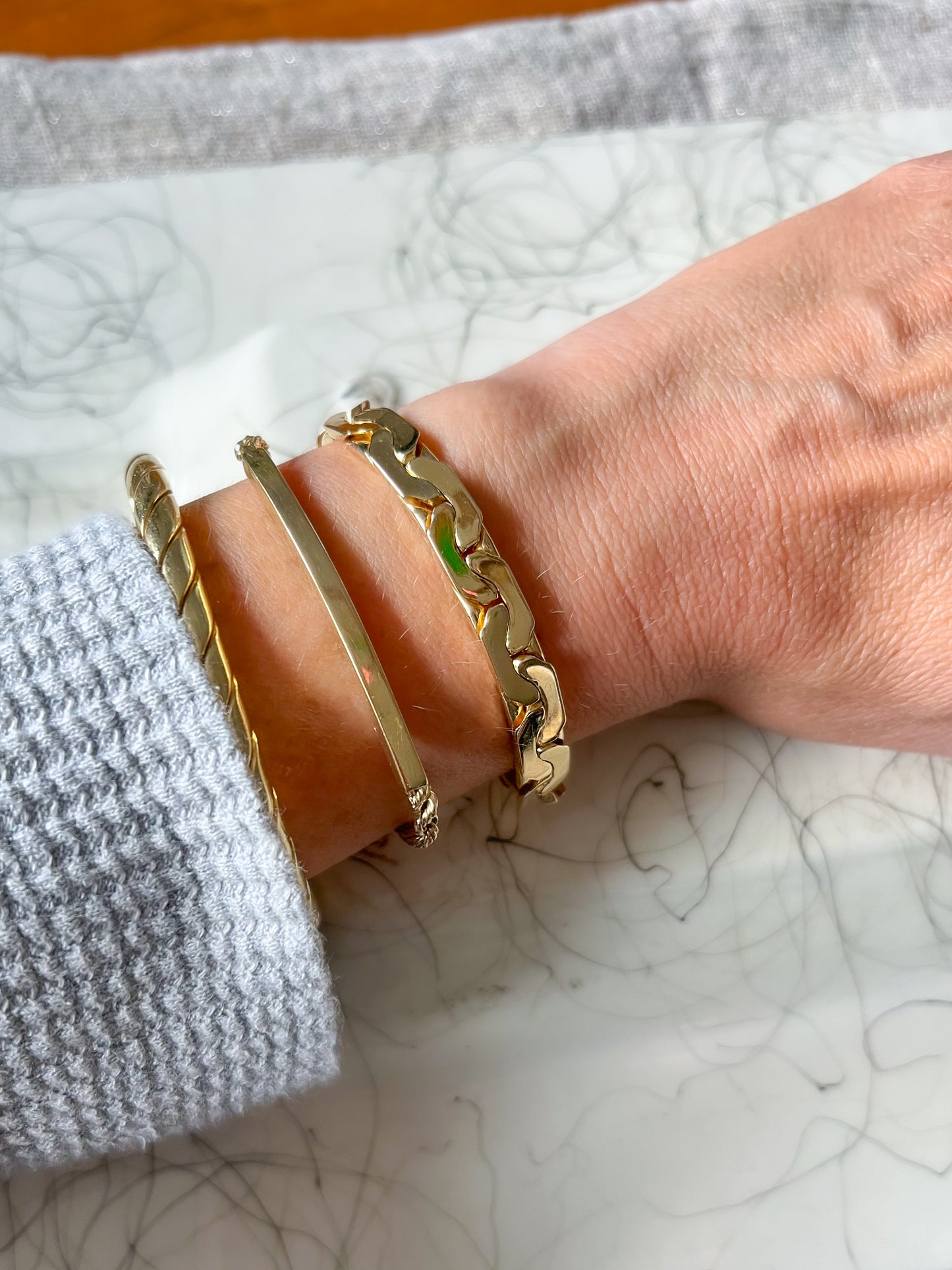 Vintage Solid Cobra Link 14k Yellow Gold 7 Inch Bracelet, circa 1970s