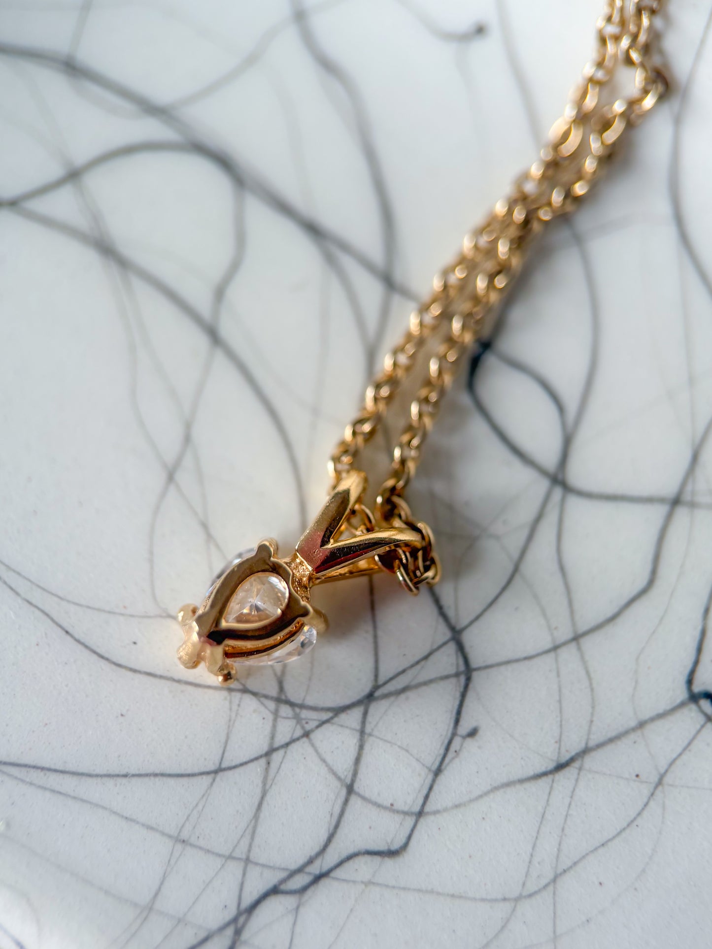 Vintage CZ Heart 14k Yellow Gold Charm