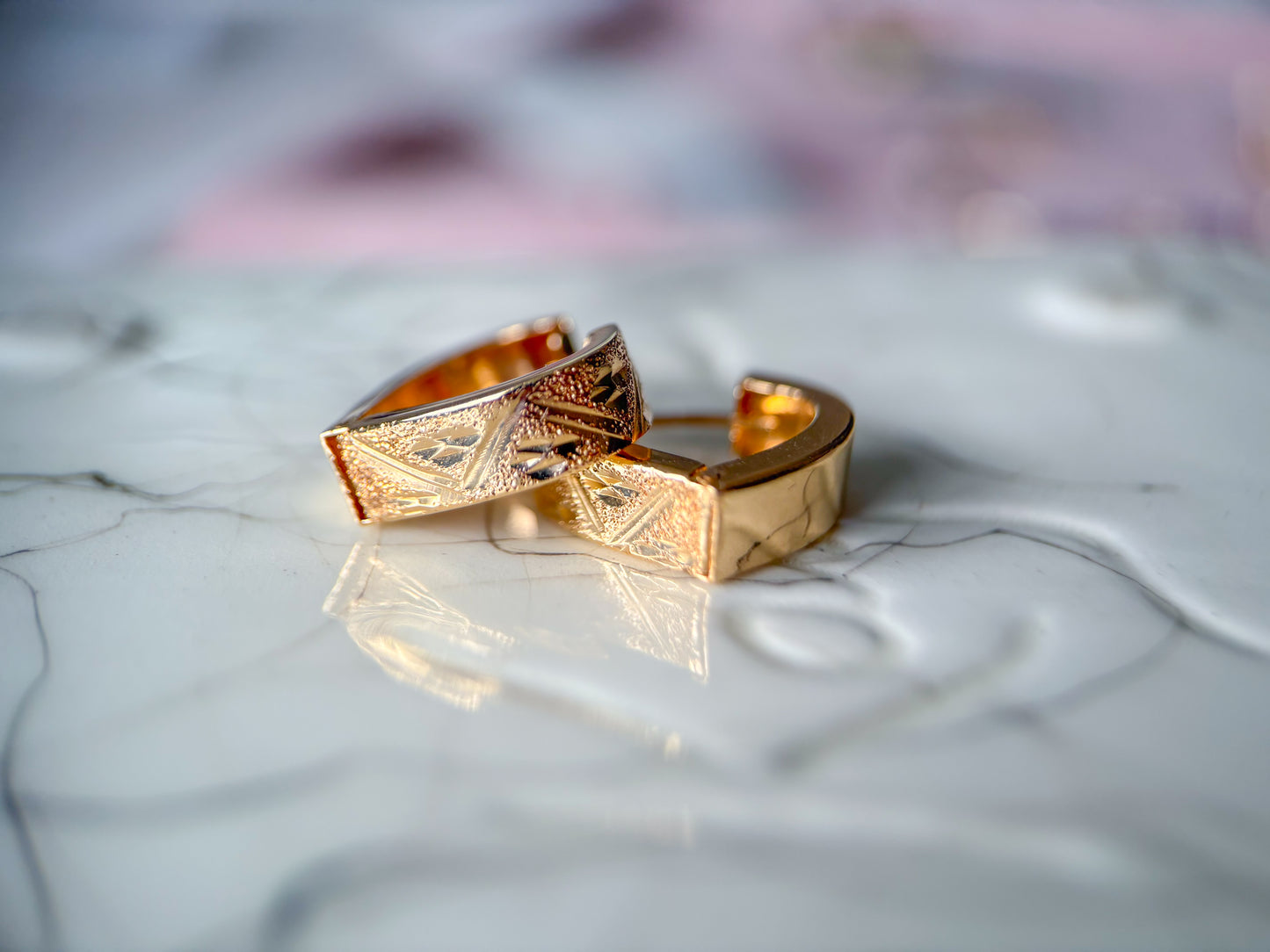 Vintage Heart Huggies 14k Yellow Gold Hoops
