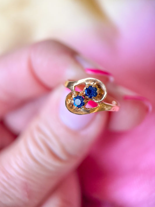Vintage Blue Stone 14k Yellow Gold Pinky Ring
