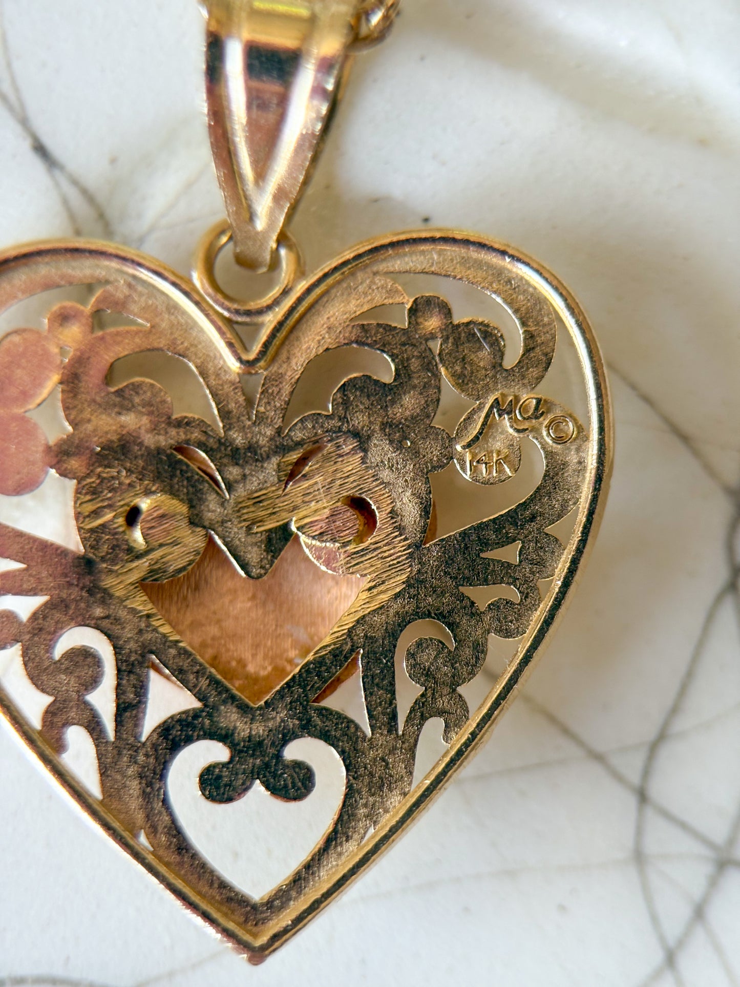 Vintage Heart 14k Yellow and Rose Gold Charm