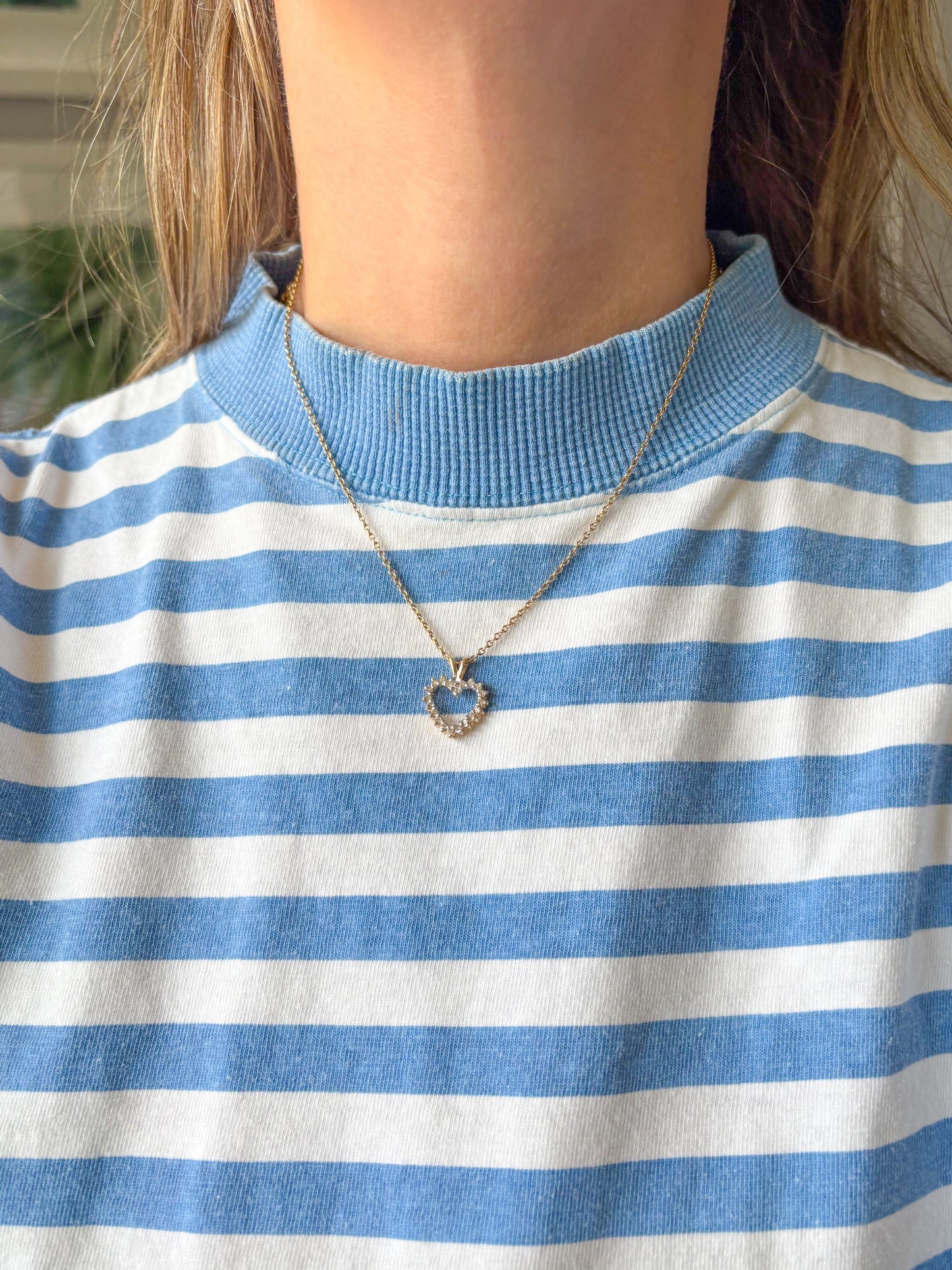 Vintage Heart Natural Diamond 10k Yellow Gold Charm