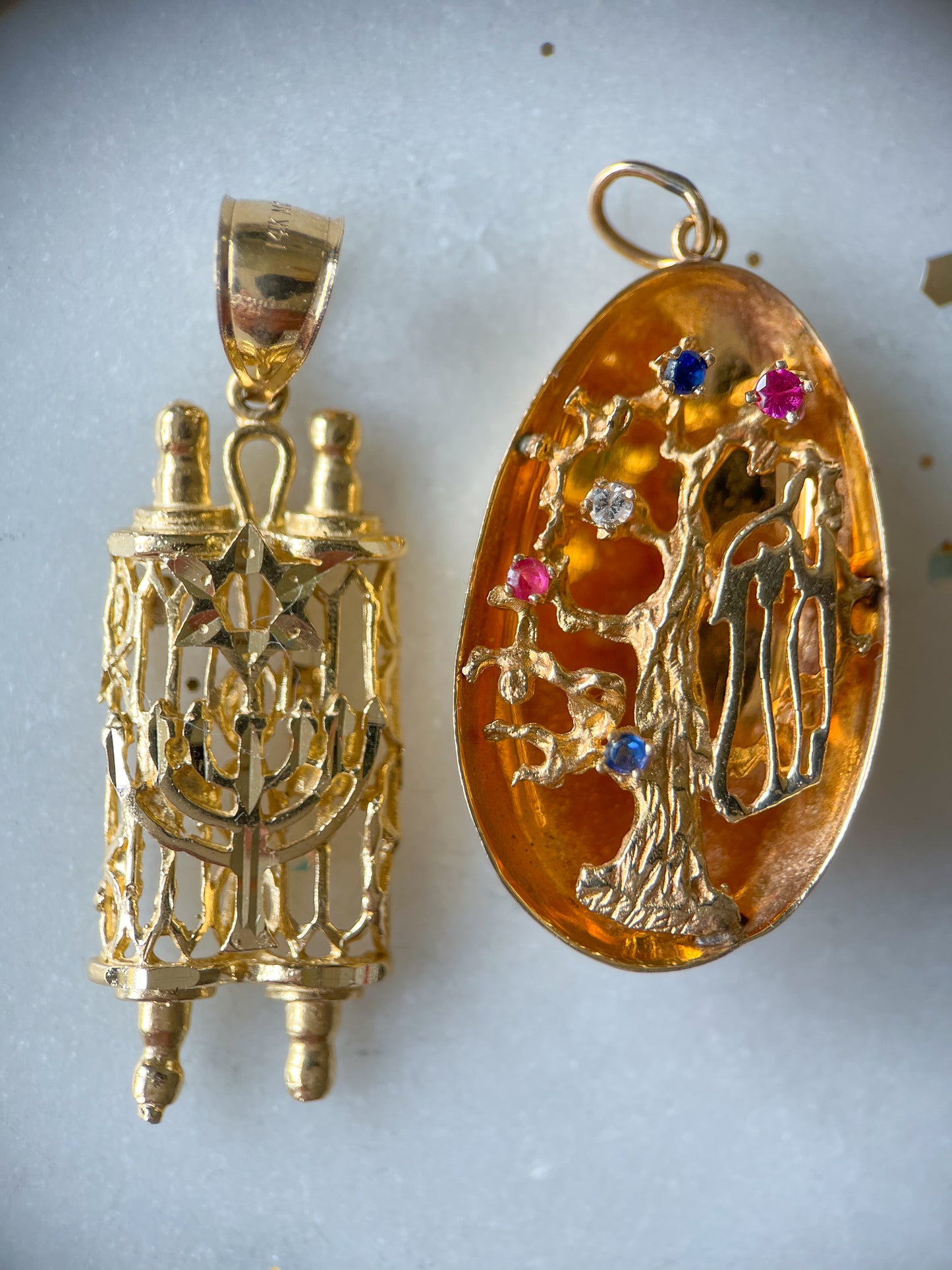 Vintage Large Tree of Life 14k Yellow Gold Judaica Charm