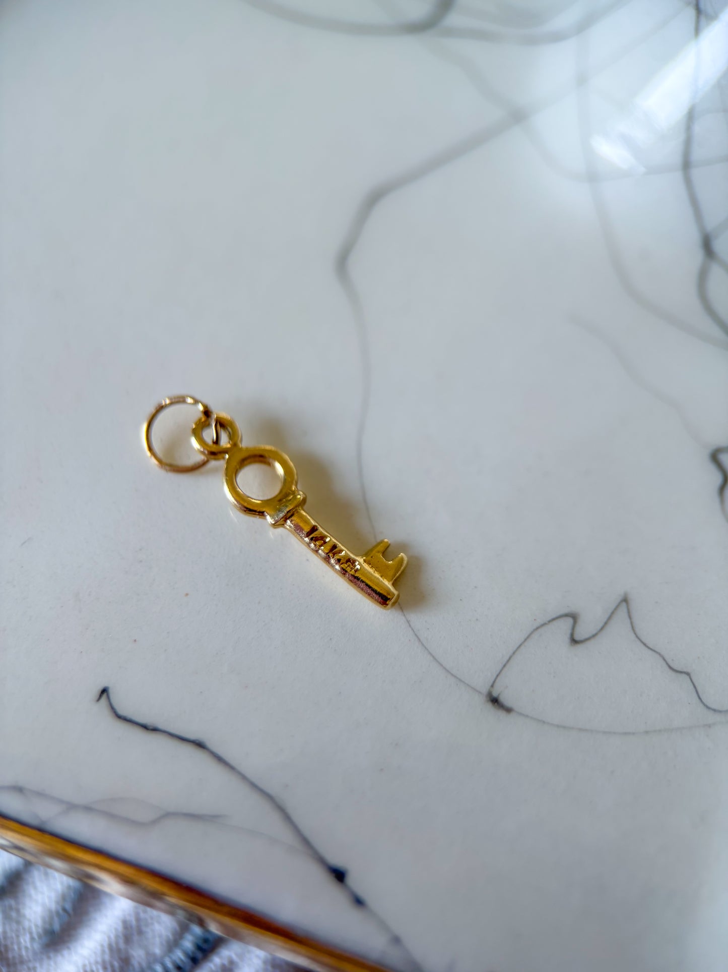 Vintage Mini Key 14k Yellow Gold Charm