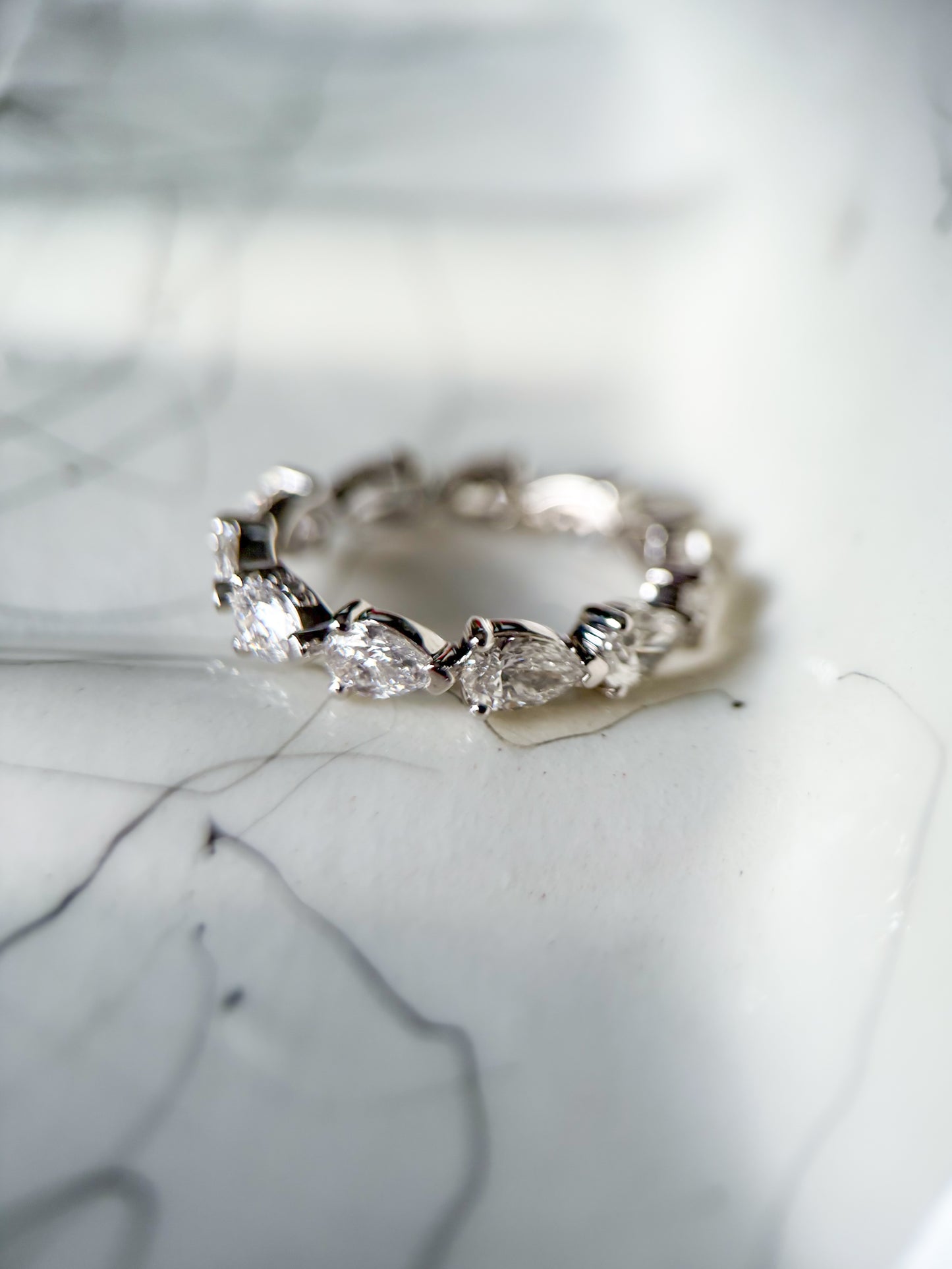 Lab Grown Diamond 14k White Gold Pear Shape 2 Carat Eternity Band