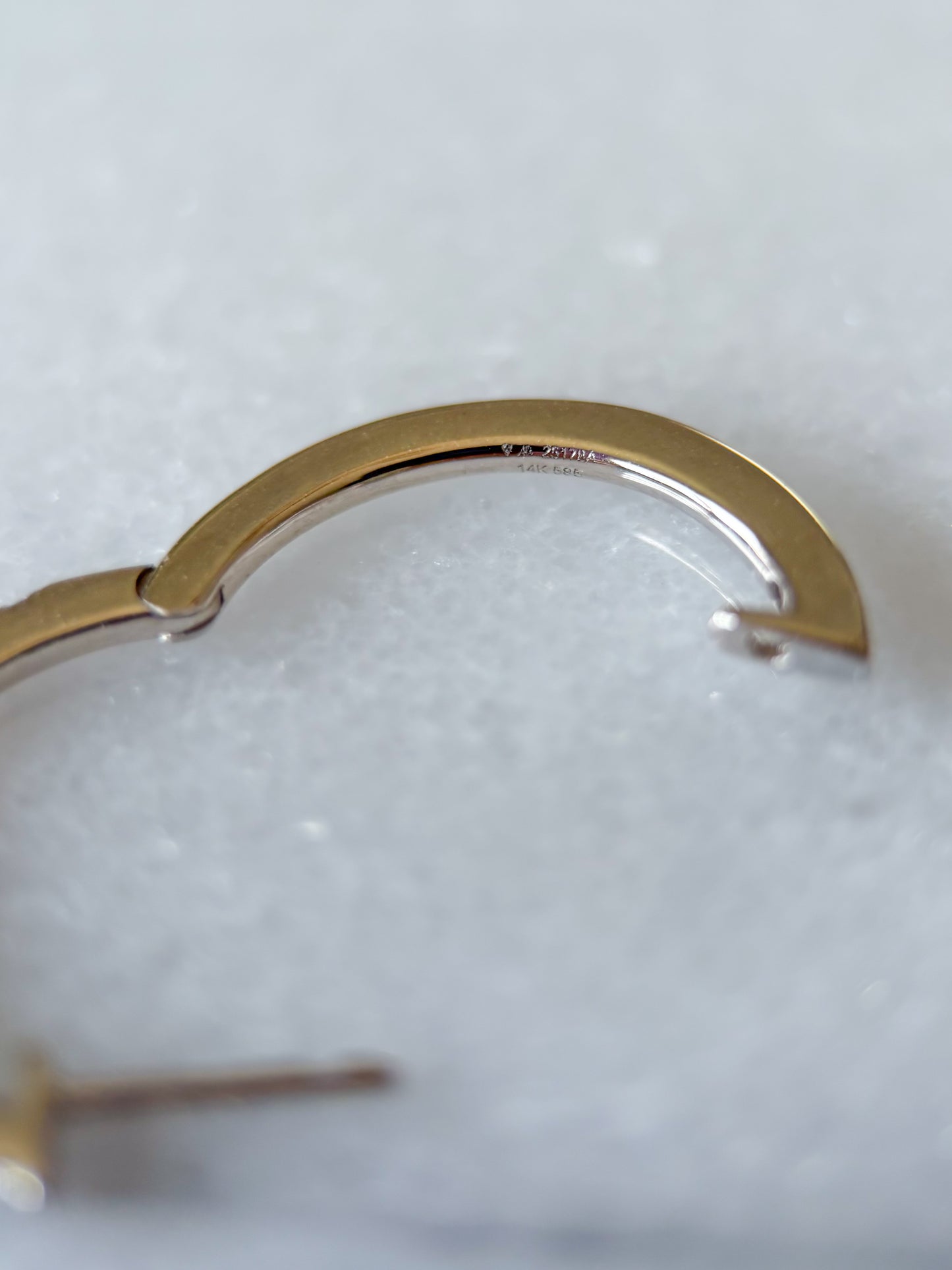 Thin Natural Diamond Huggies 14k White Gold Hoop Earrings