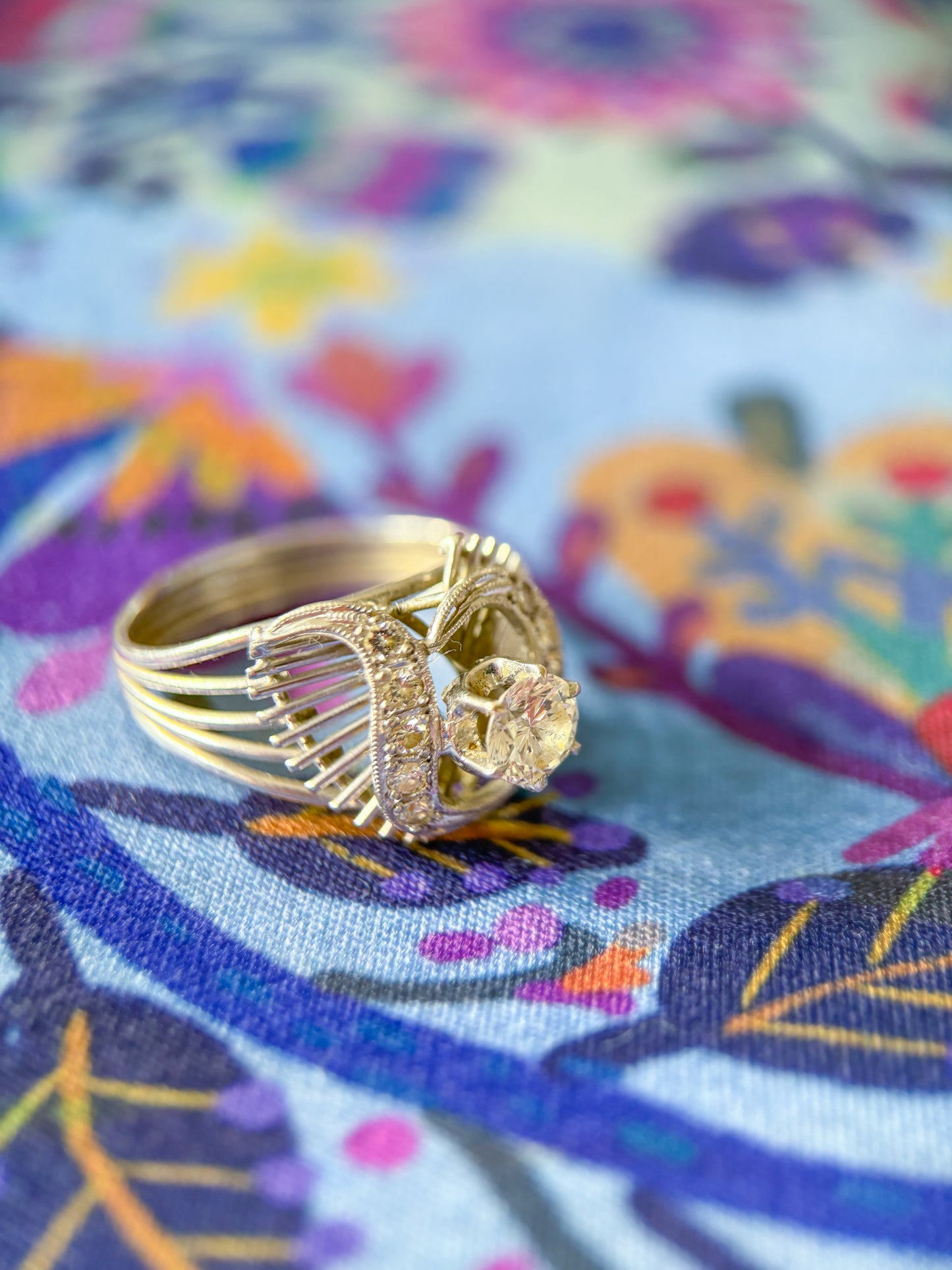 Vintage (Possibly Antique) Natural Diamond 14k White Gold Engagement Ring
