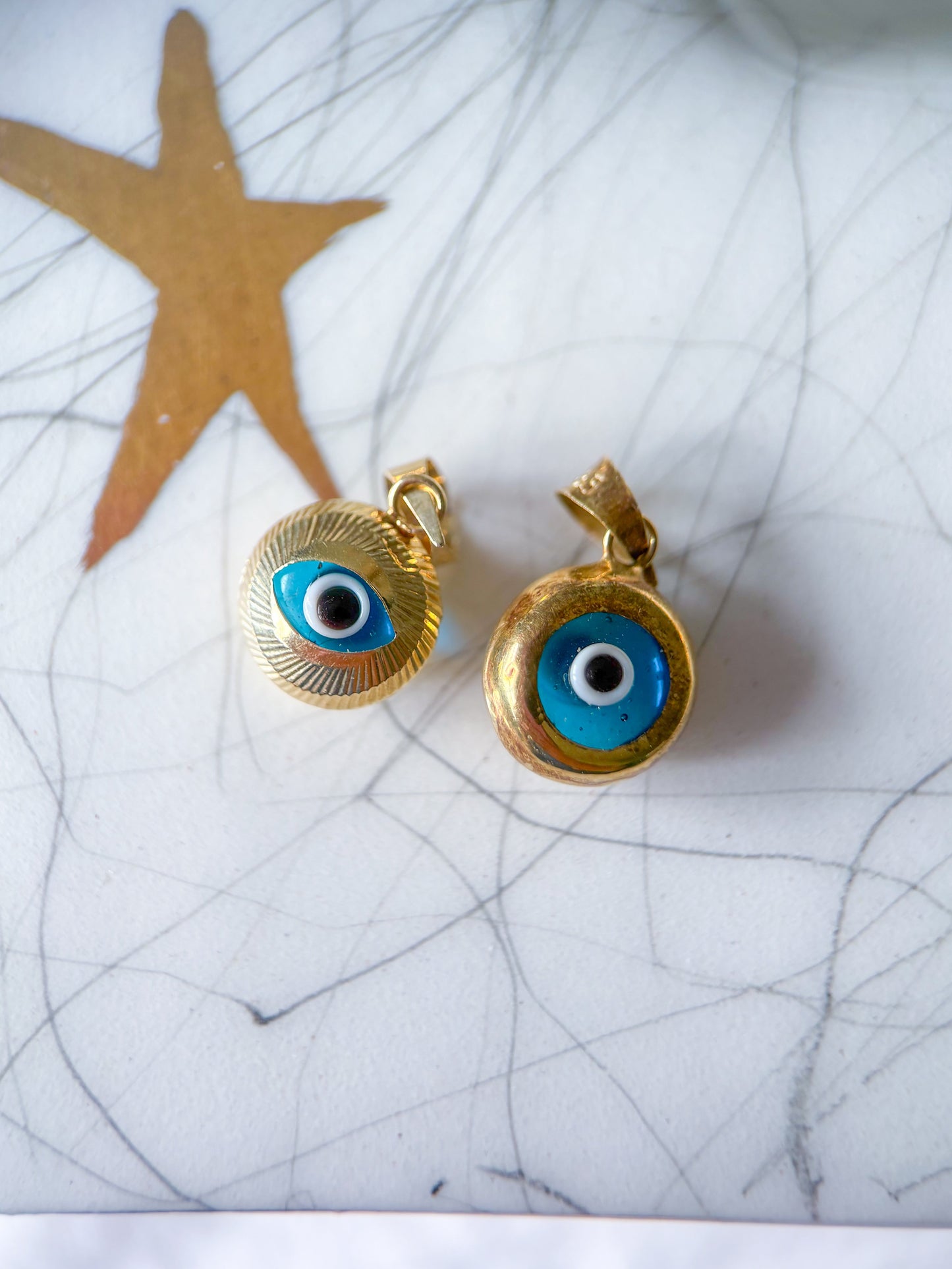 Various Circle Evil Eye 14k Yellow Gold Charms