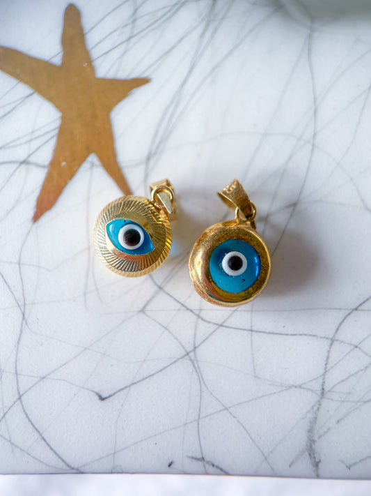 Various Circle Evil Eye 14k Yellow Gold Charms