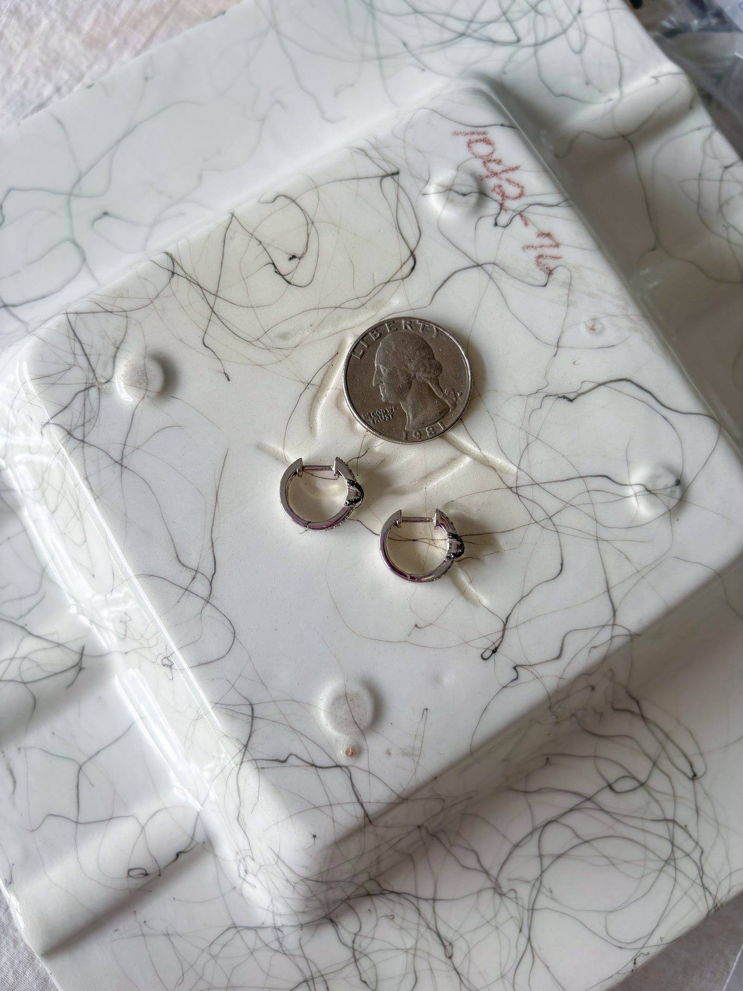 Vintage Sterling Silver Natural Diamond Huggies