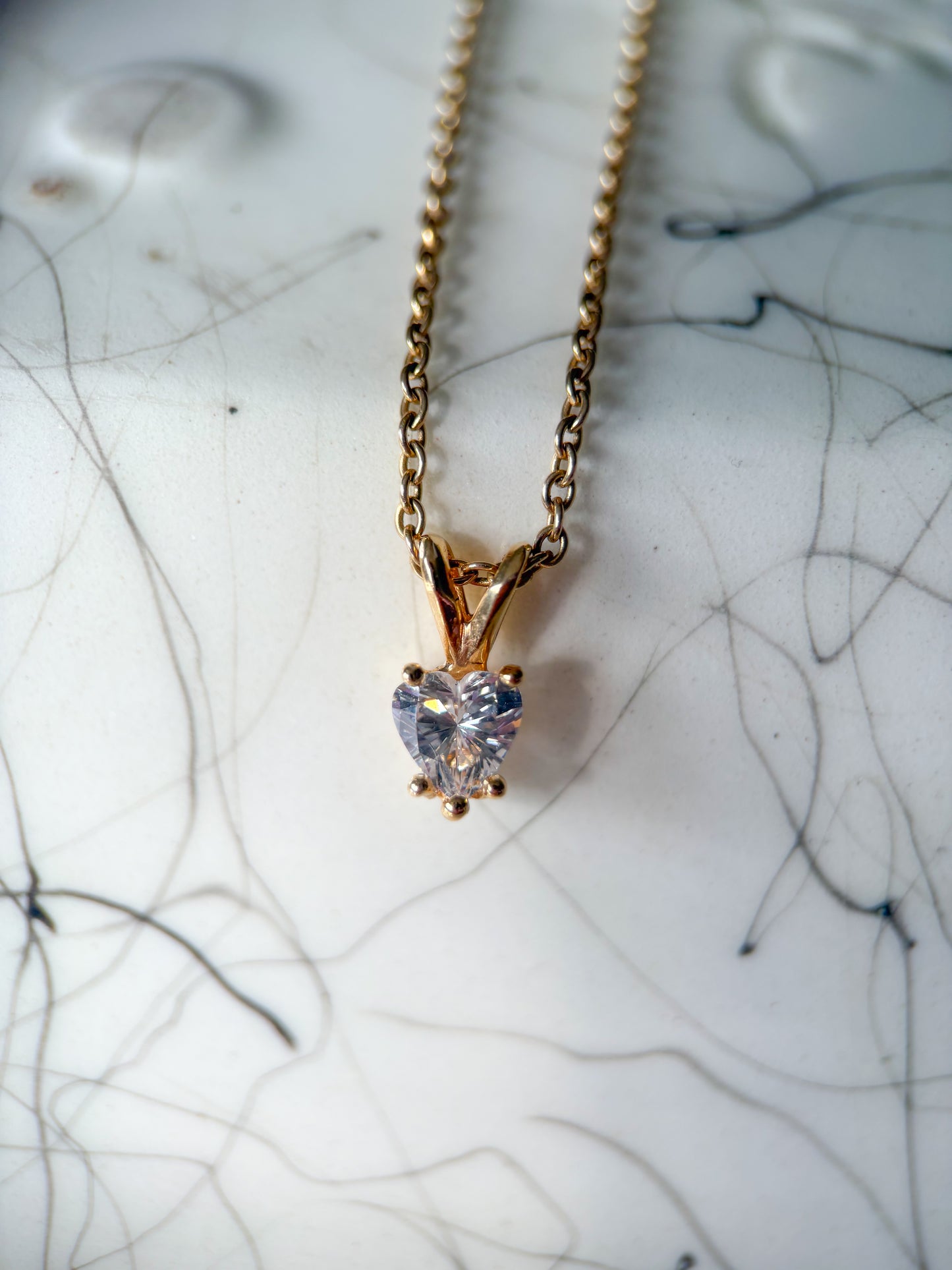 Vintage CZ Heart 14k Yellow Gold Charm