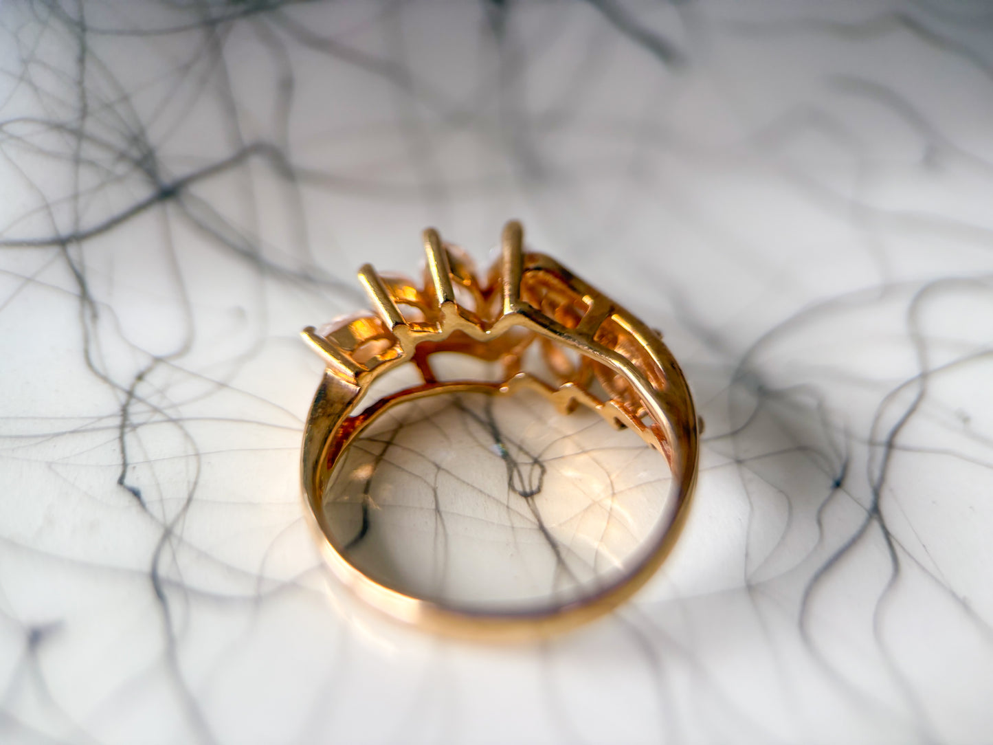 Vintage Marquise Shaped CZ 14k Yellow Gold Ring