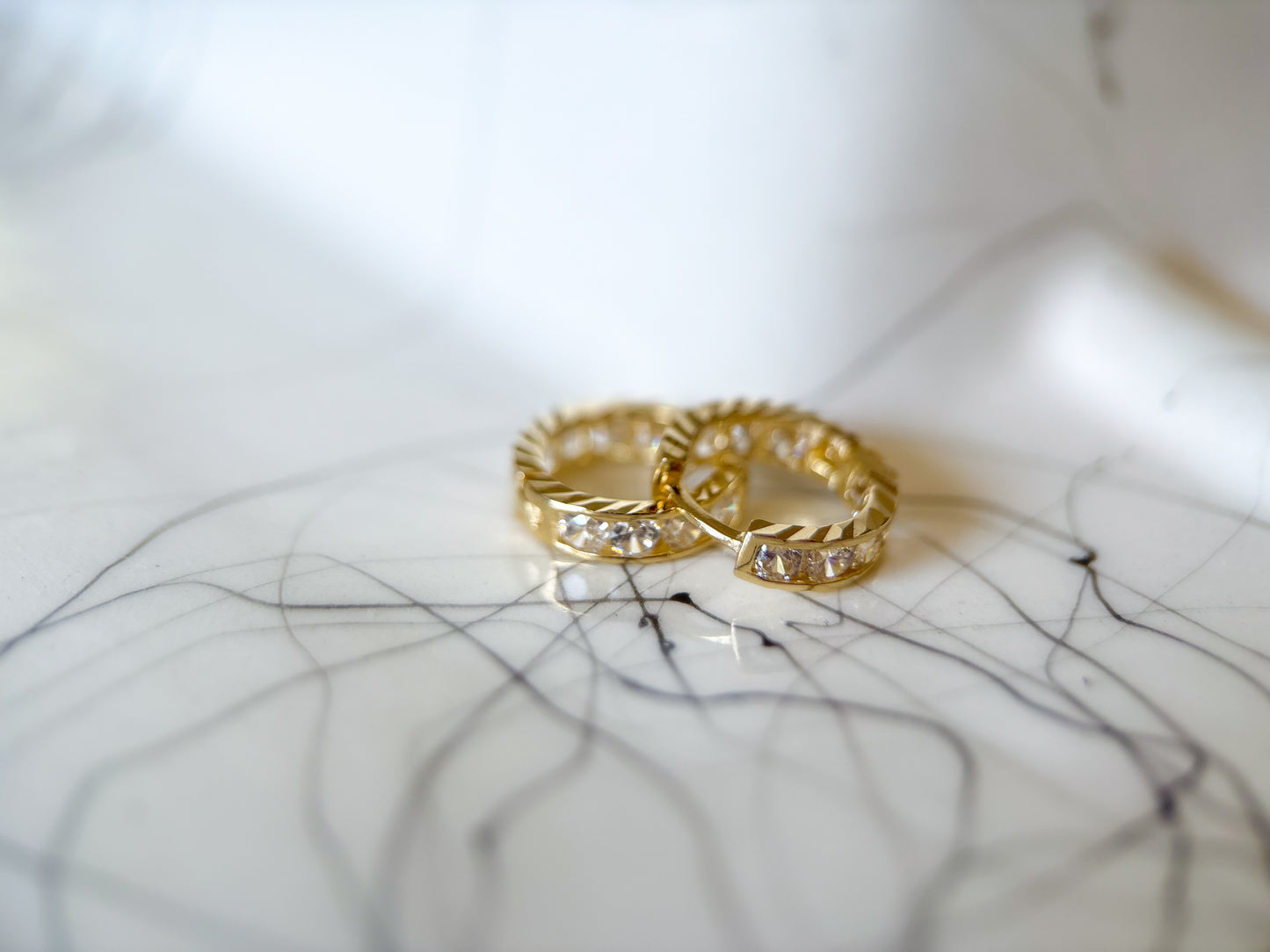 14k Yellow Gold Huggies with CZs - 3 pairs, sold separately