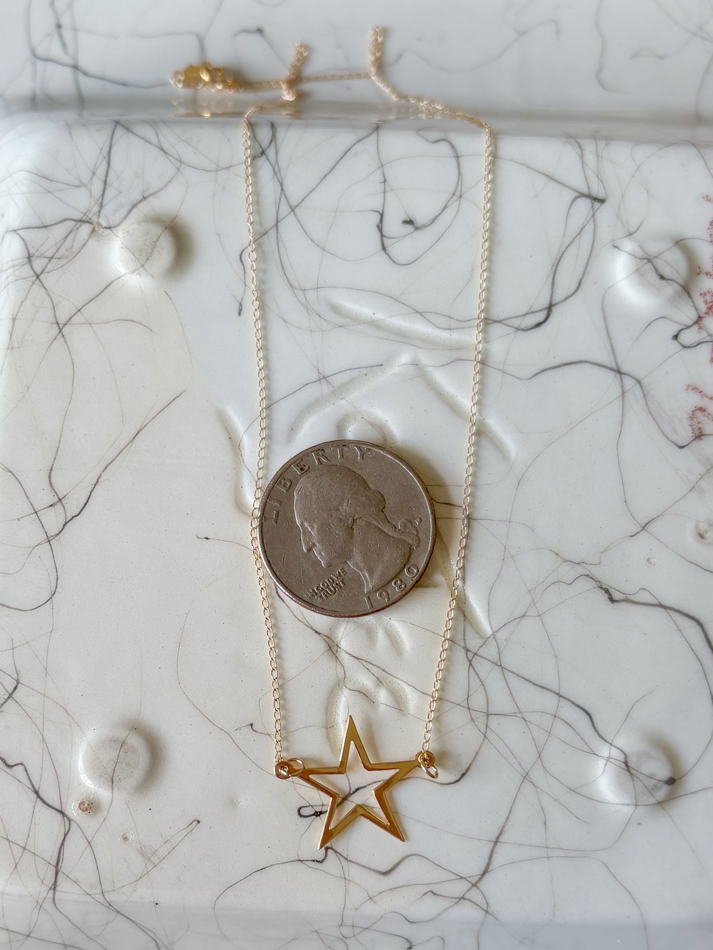 Vintage Star Charm on Chain 14k Yellow Gold
