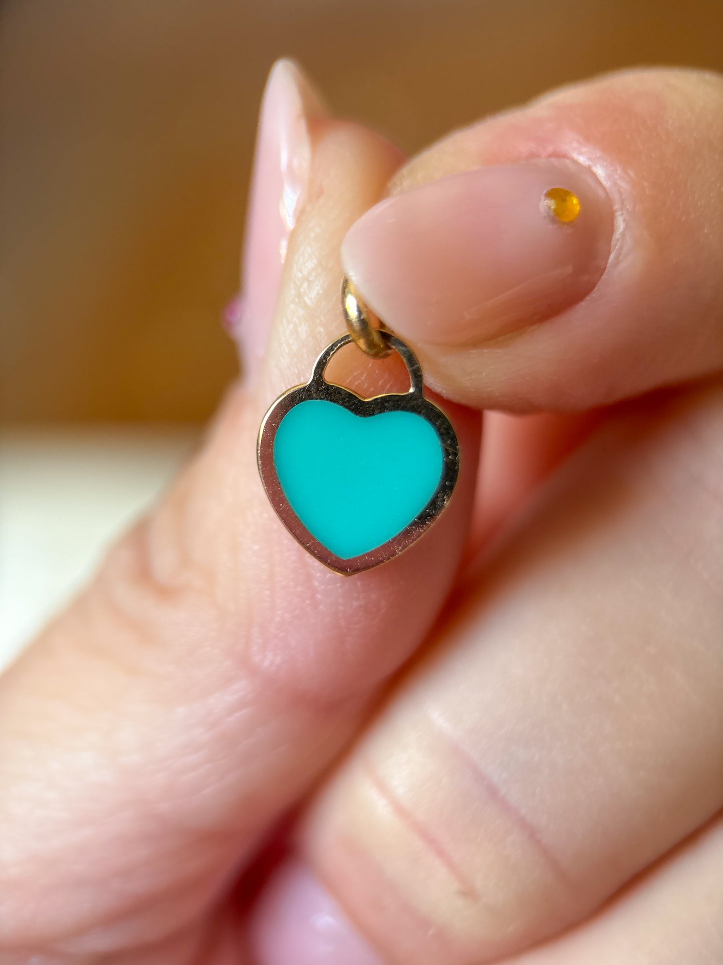 Vintage Turquoise 14k Yellow Gold Heart Charm