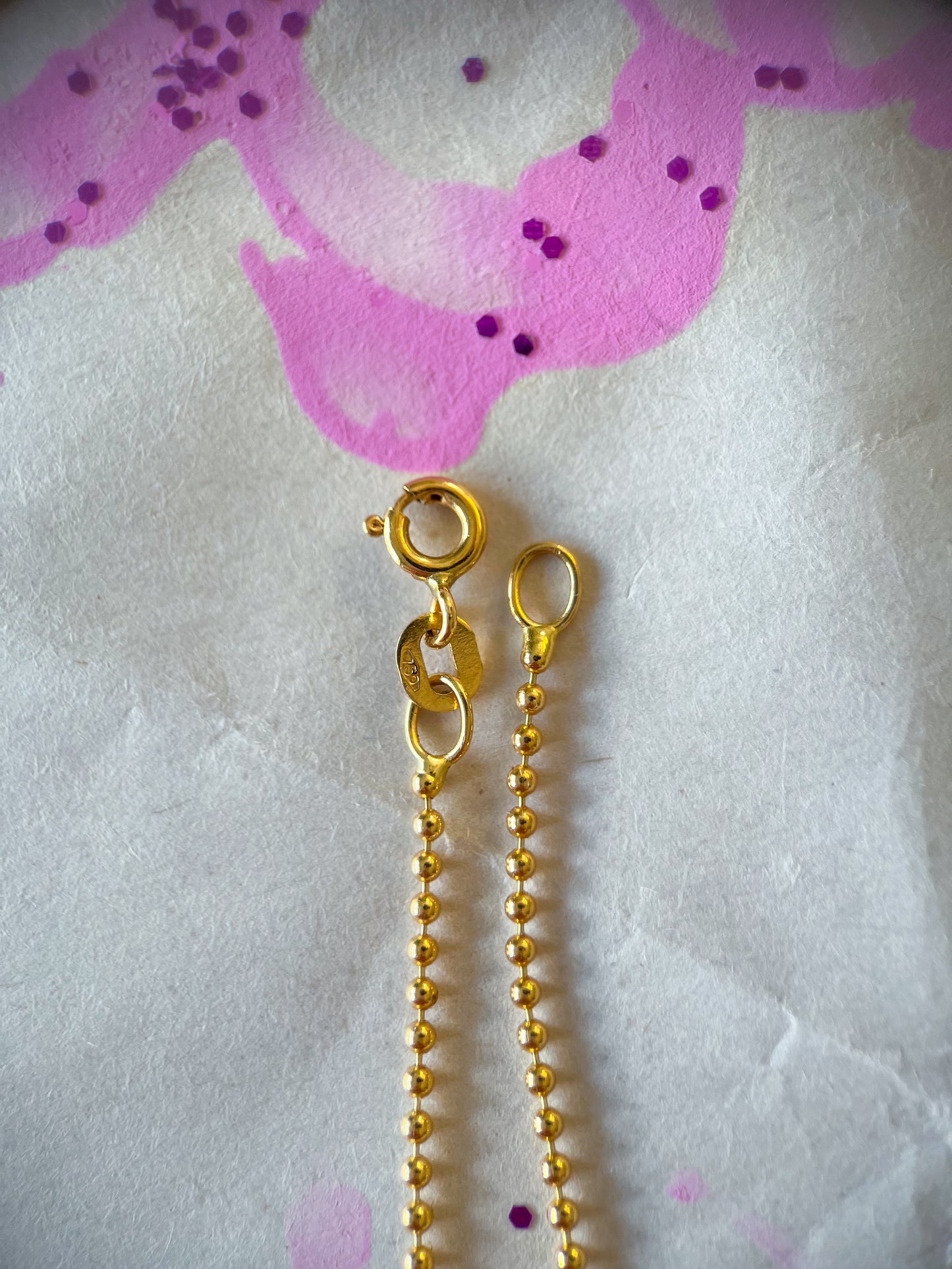 Vintage Ball Chain 14k Yellow Gold 16 Inch Necklace