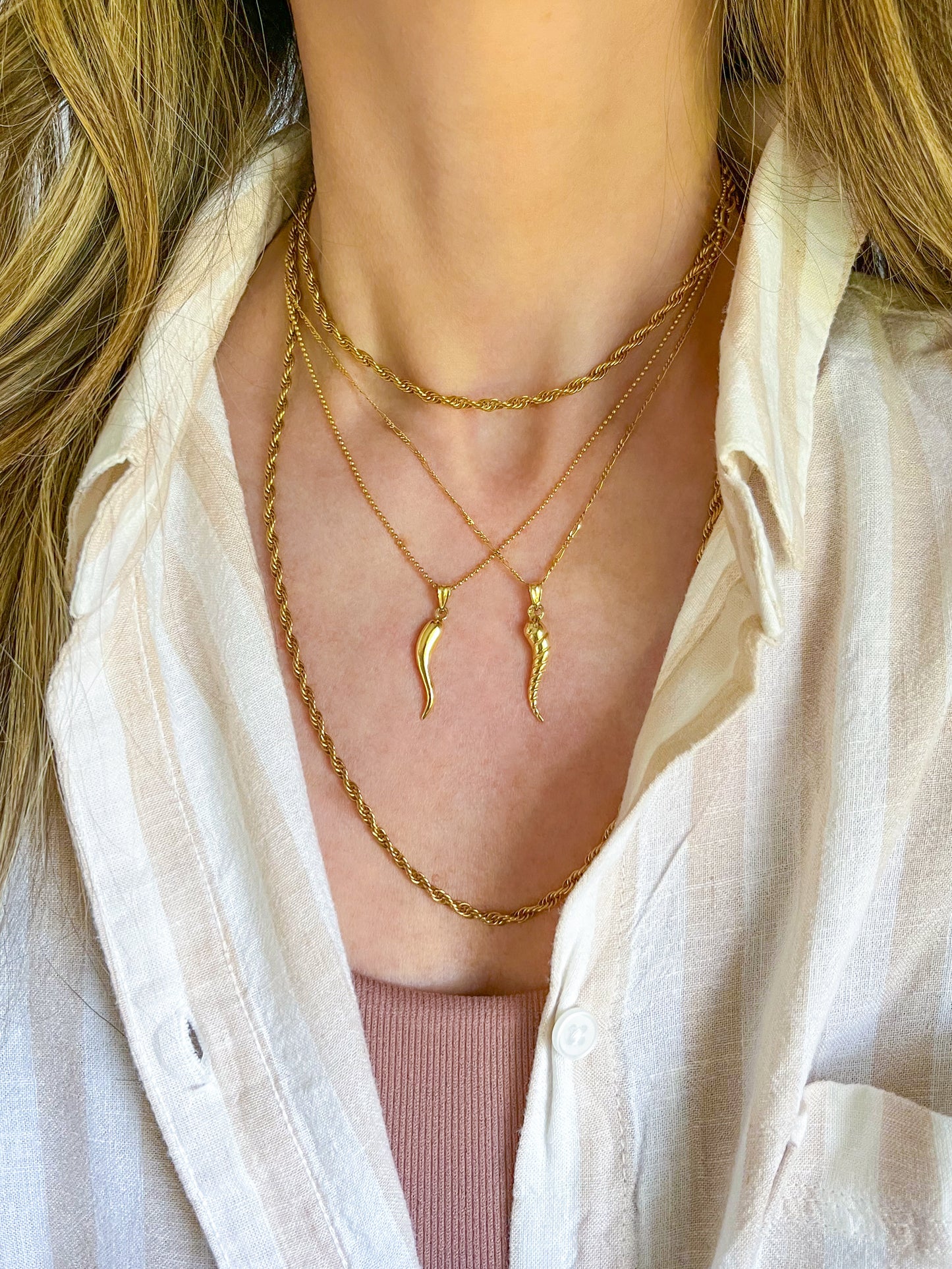 Vintage Italian Horns 14k Yellow Gold Charms