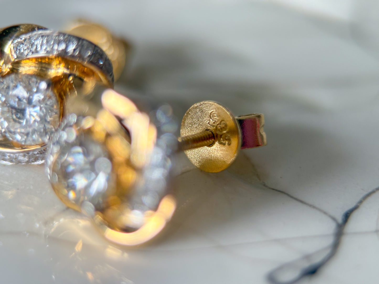 Natural Diamond 14k Yellow Gold Knot Stud Earrings