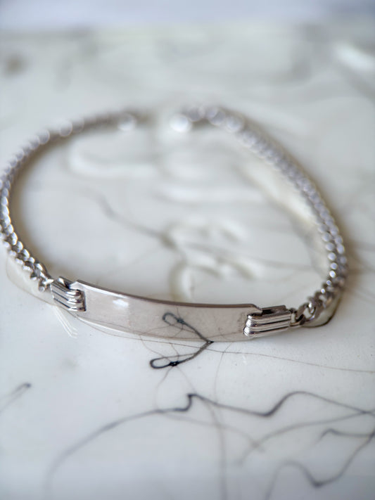 Vintage 18k White Gold ID 5.75 Inch Bracelet