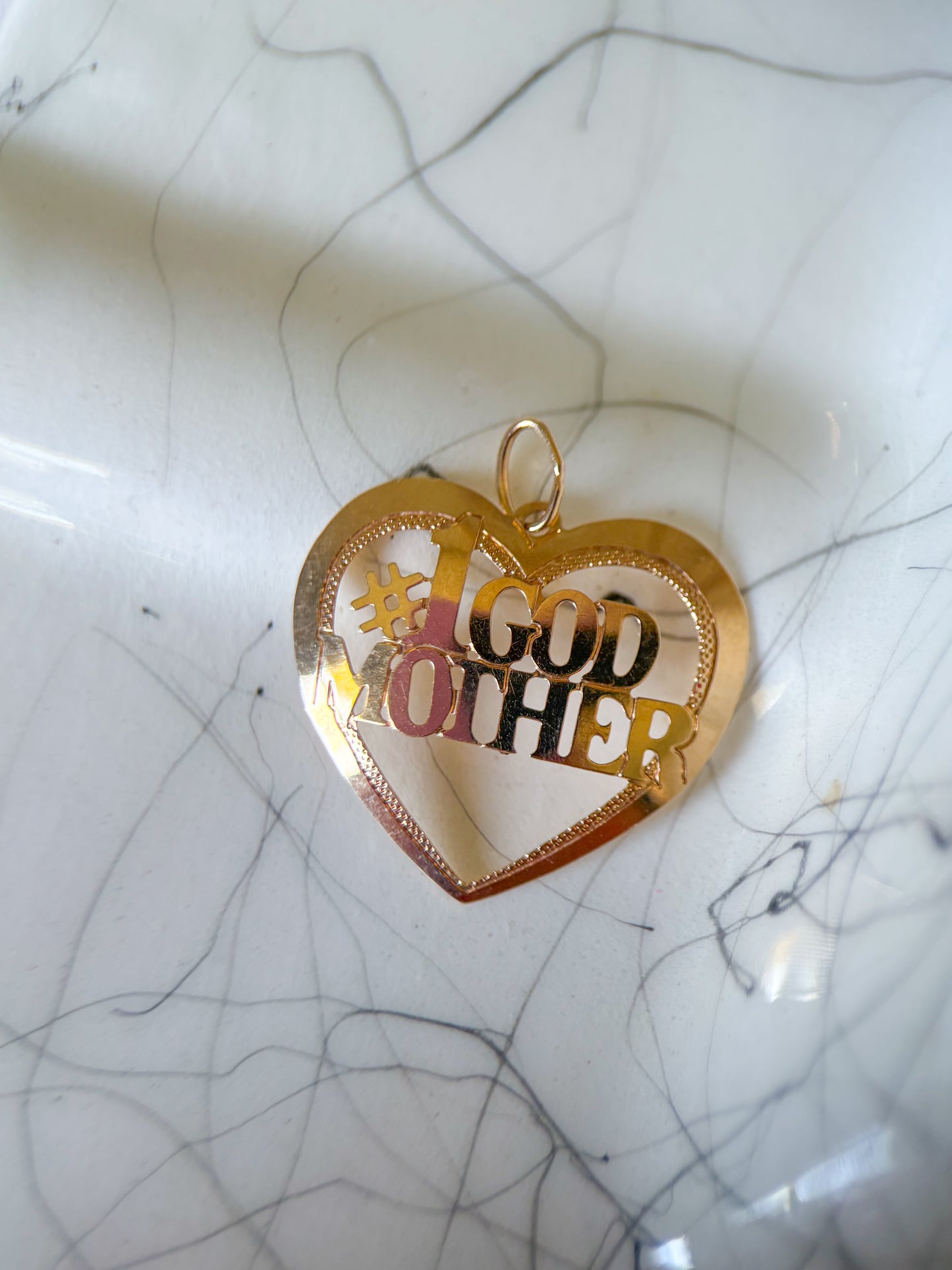 Vintage "#1 God Mother" 14k Yellow Gold Charm