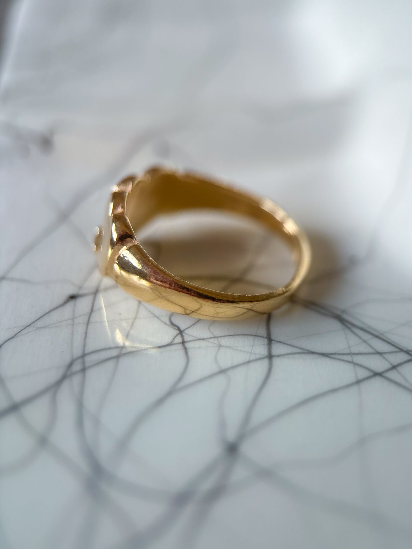 Vintage Double Heart with Natural Diamond 14k Yellow Gold Ring