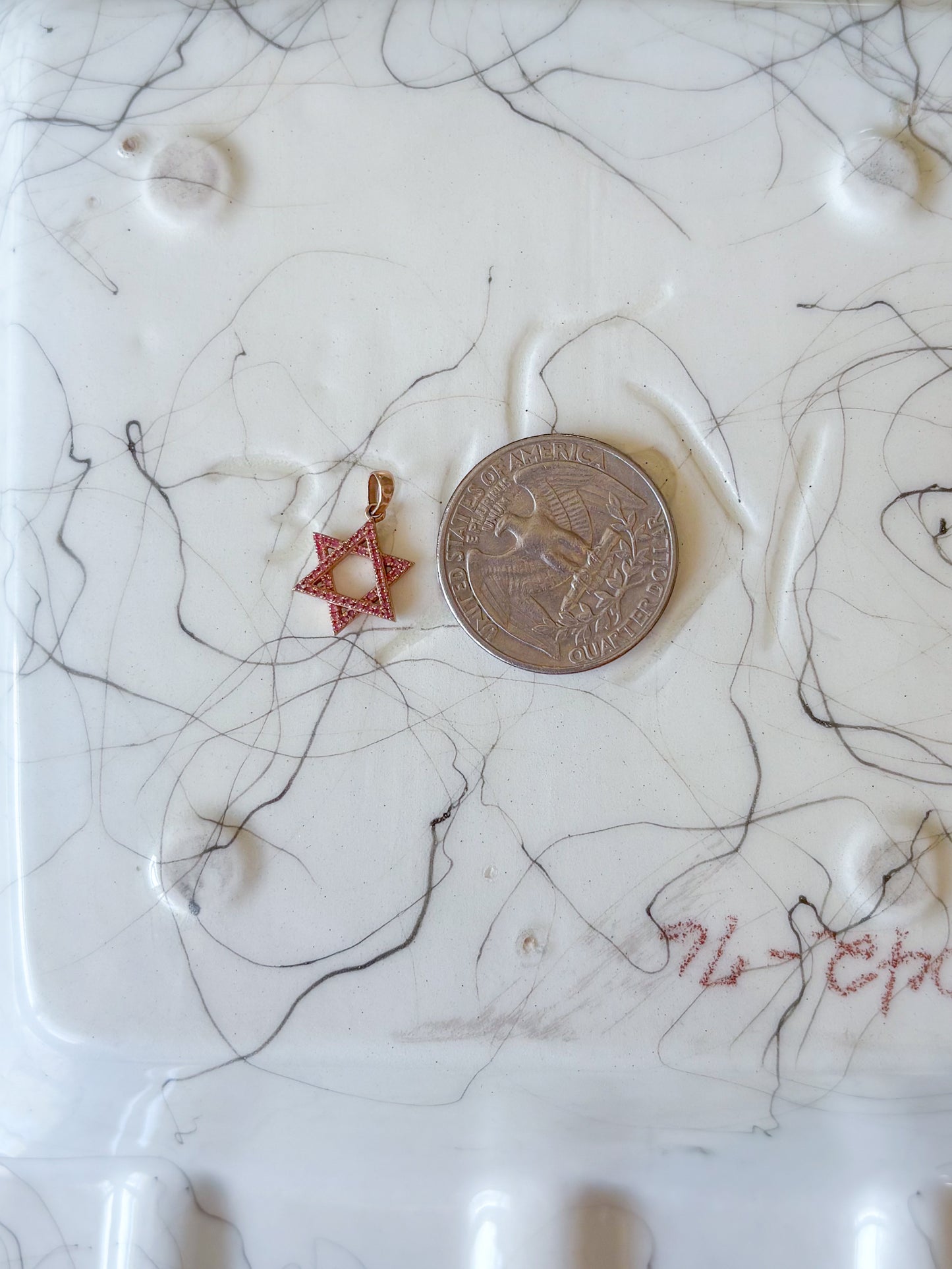 Pink Sapphire Star of David 14k Rose Gold Charm