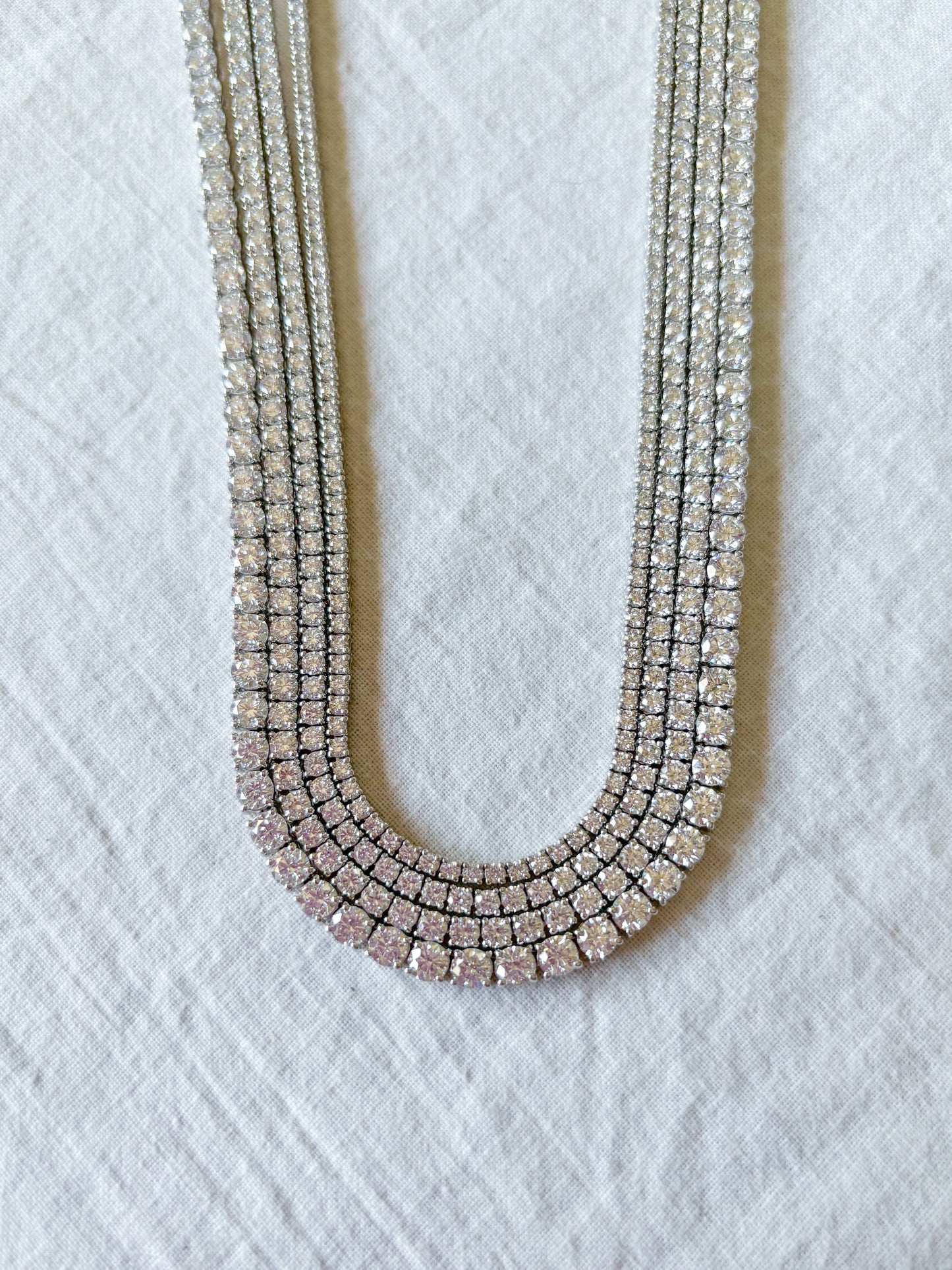 Lab Grown Diamond 14k White Gold 16 Inch Tennis Necklaces - Four Sizes