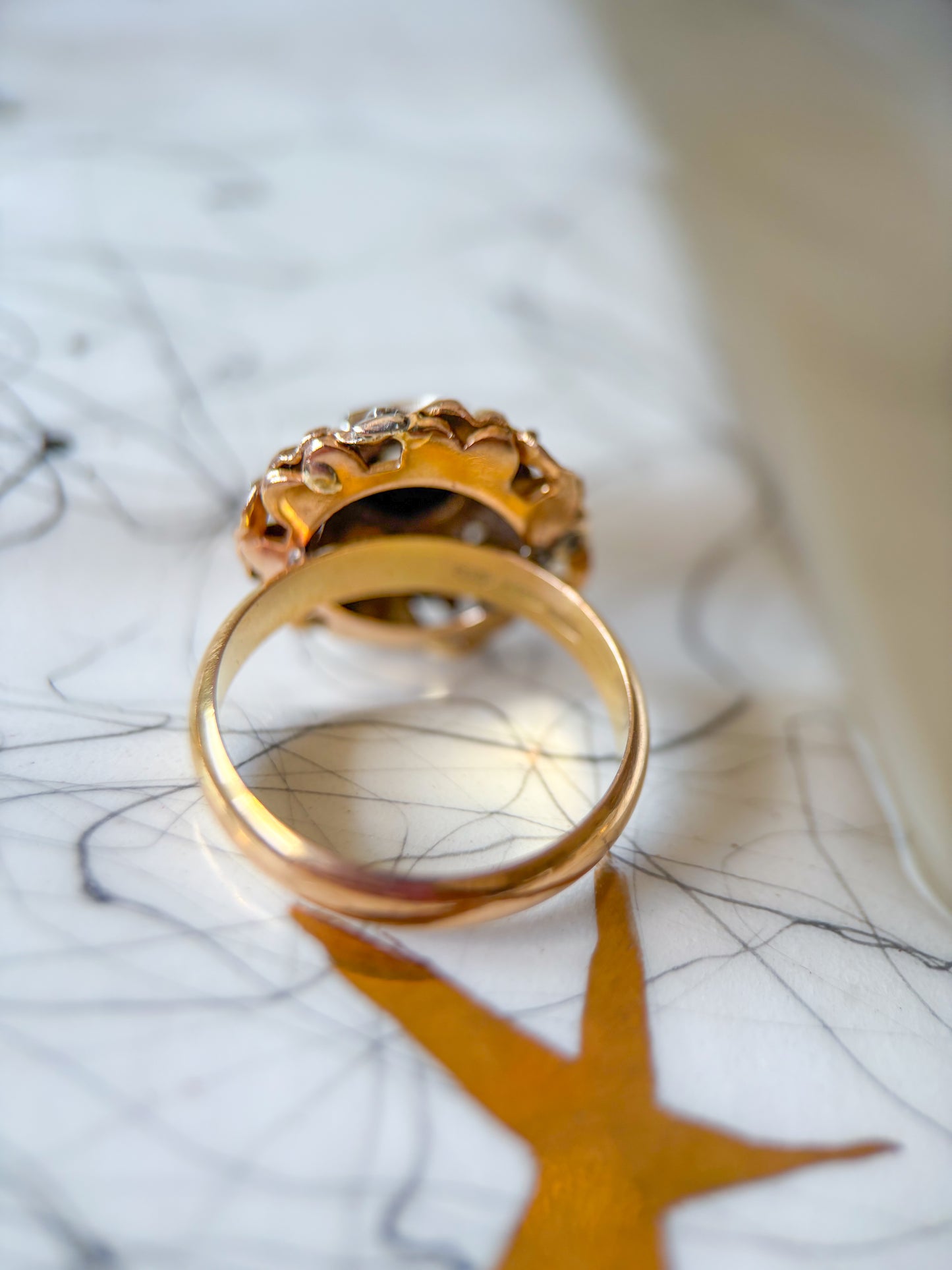 Vintage Donut Band 18k Yellow Gold Statement Ring with CZ