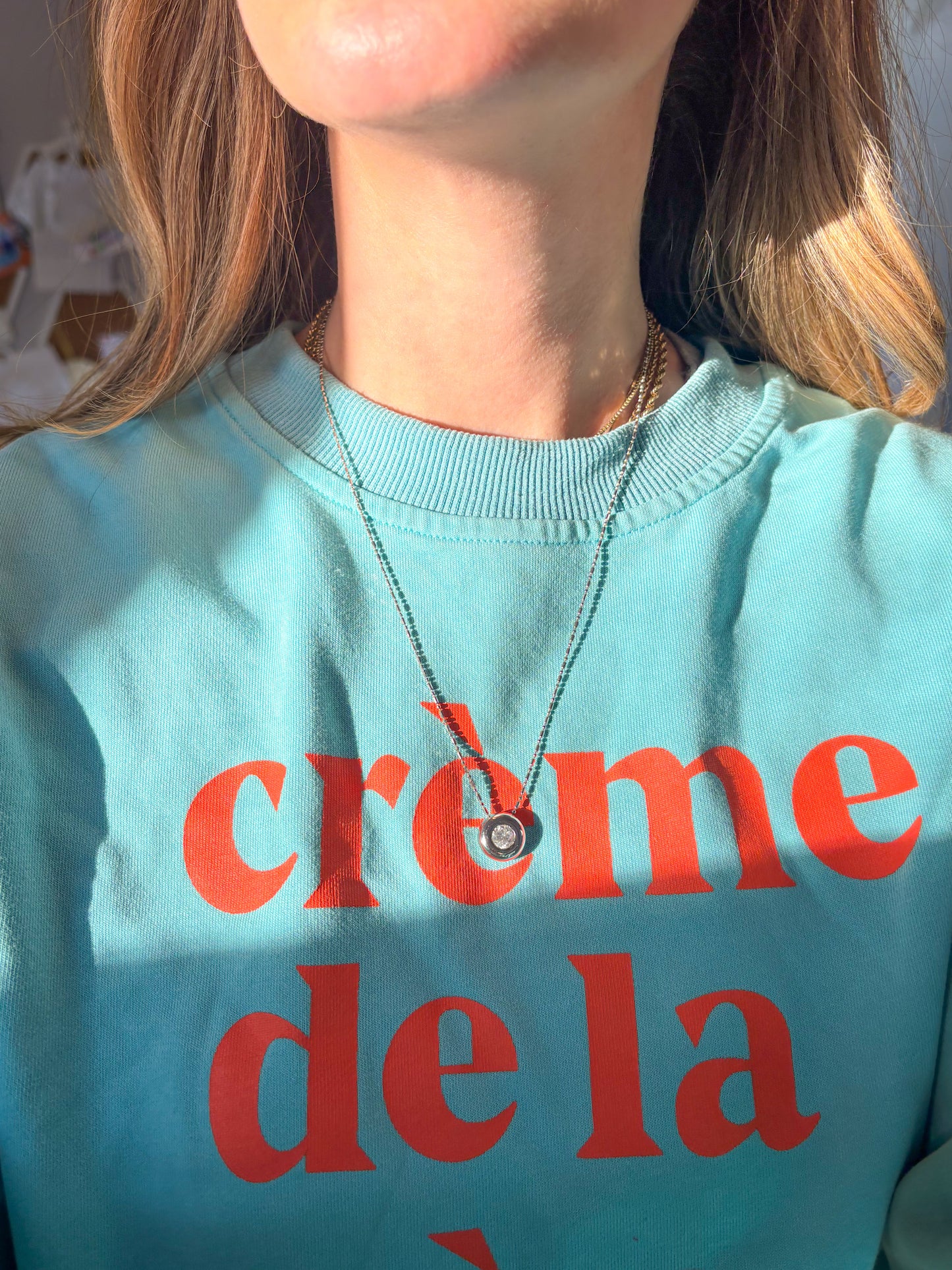 Vintage Bezel Set Natural Diamond Pendant 14k White Gold Charm with Ball Chain