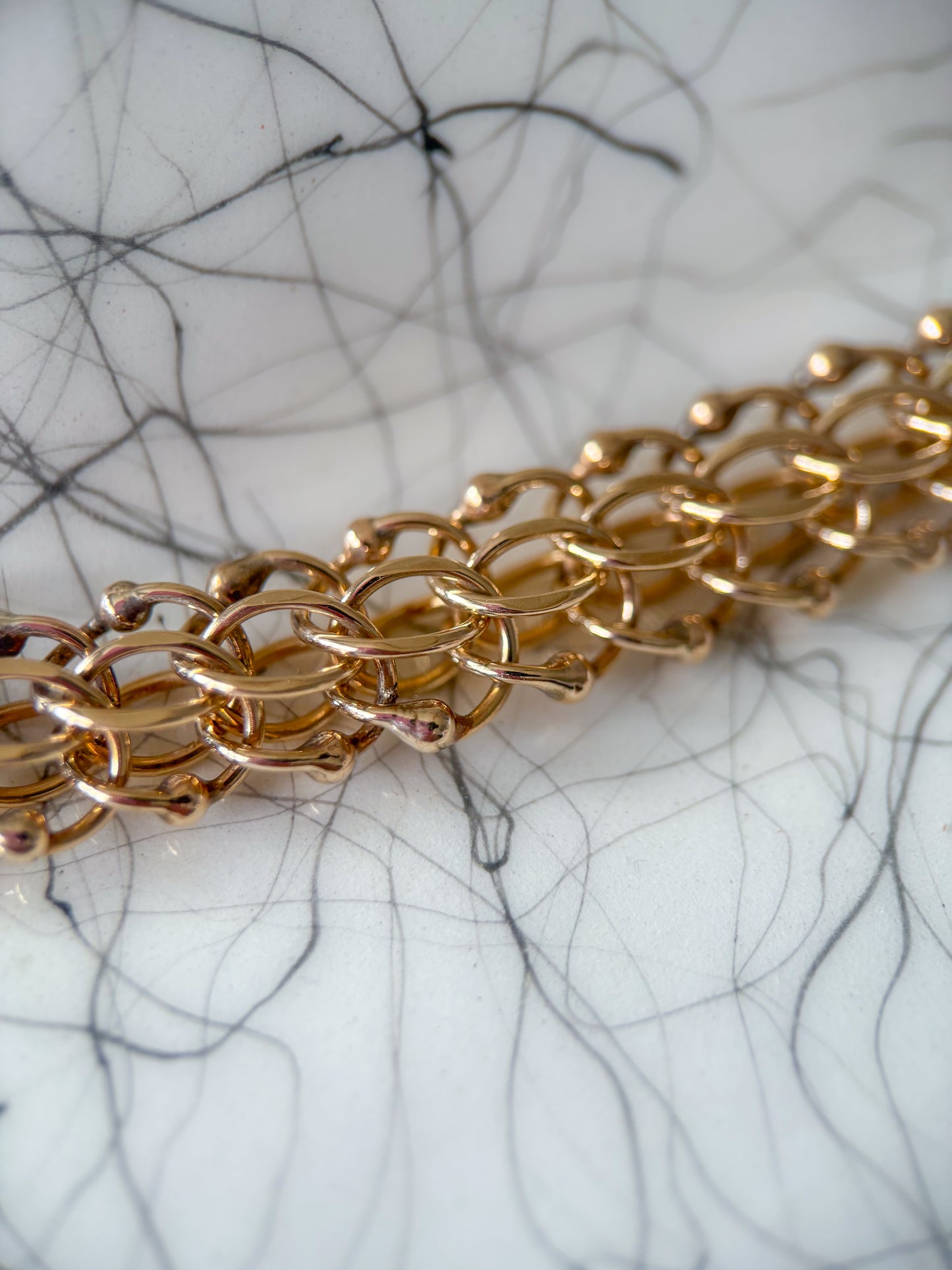 Vintage Chunky Round Multi Link 14k Yellow Gold 7.25 Inch Bracelet