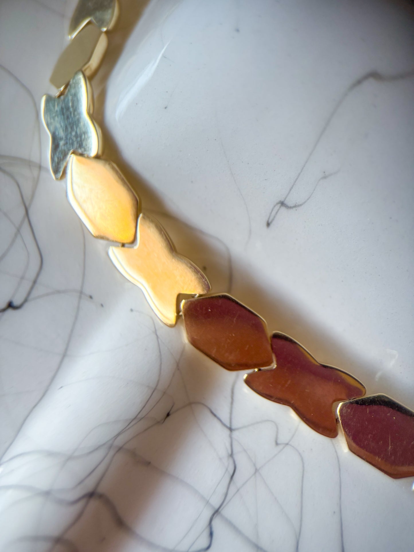 Vintage XOXO Flat Link 14k Yellow Gold 18 Inch Necklace