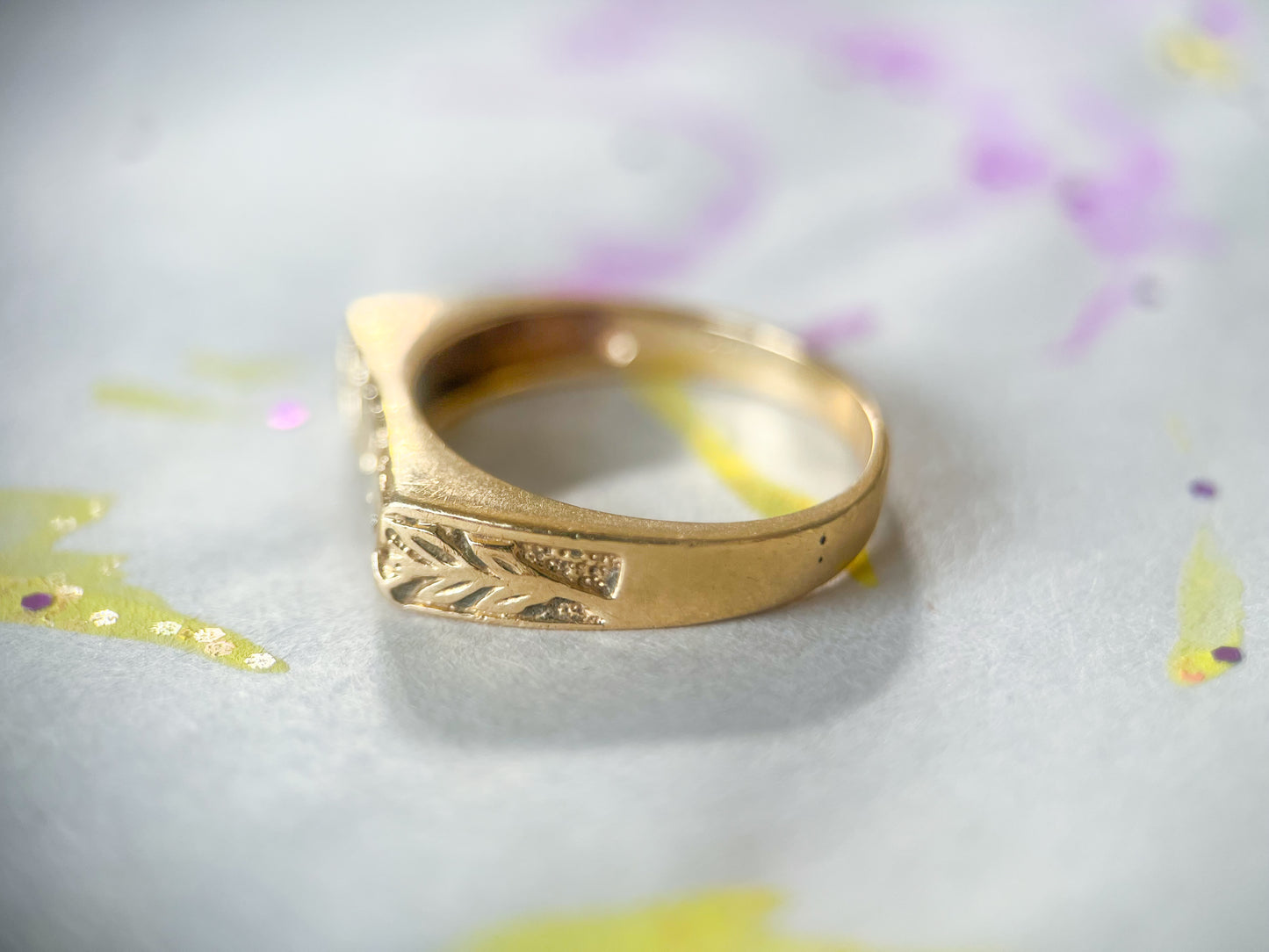 Vintage "Amour" 14k Yellow Gold Ring