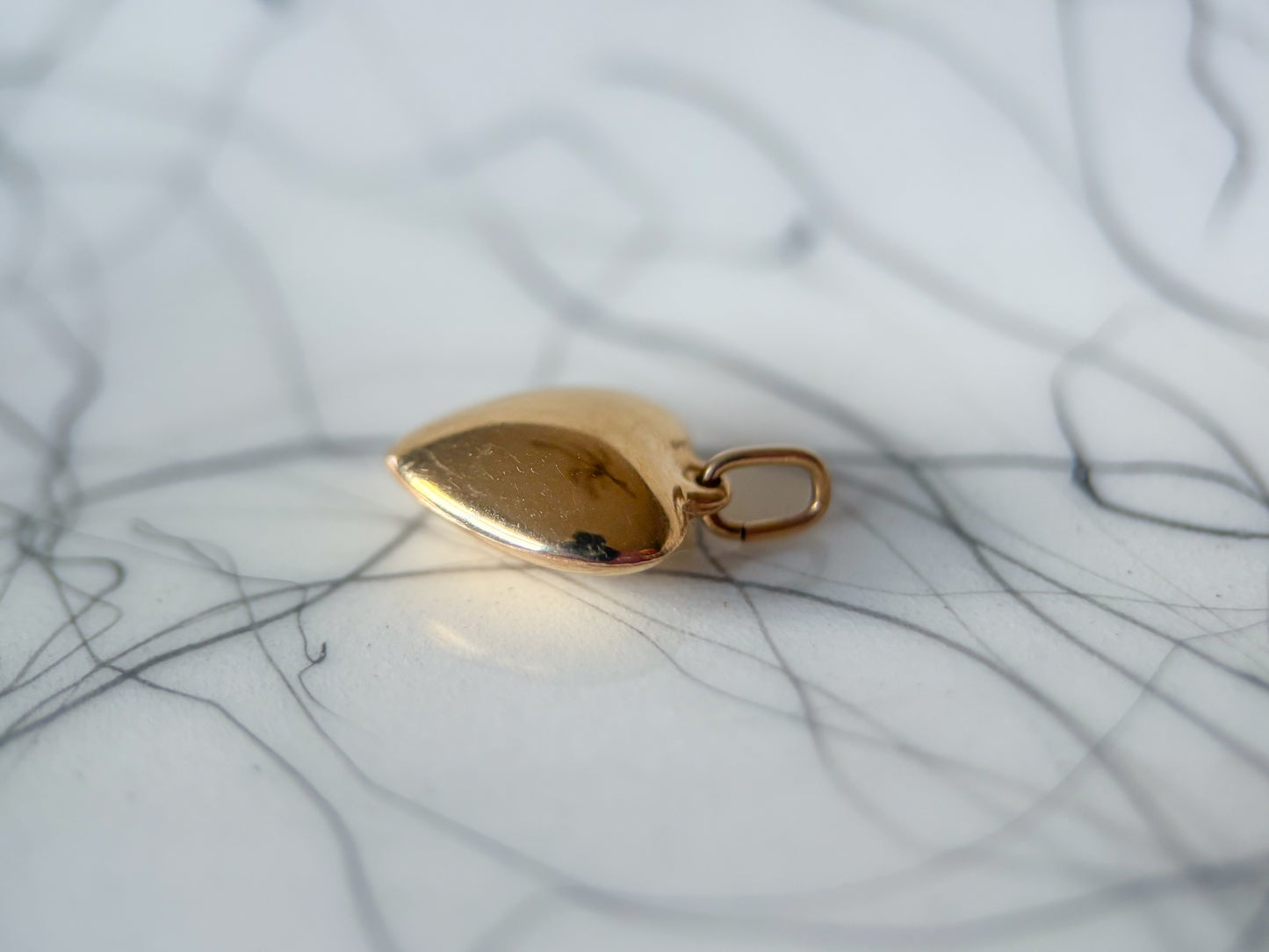 Vintage Mini Shiny Puffy Heart 14k Yellow Gold Charm