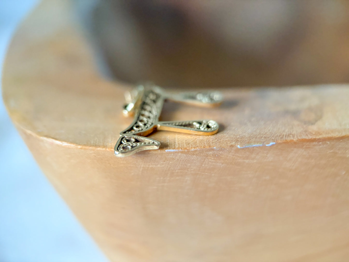 Vintage Filigree Chai 14k Yellow Gold Charm