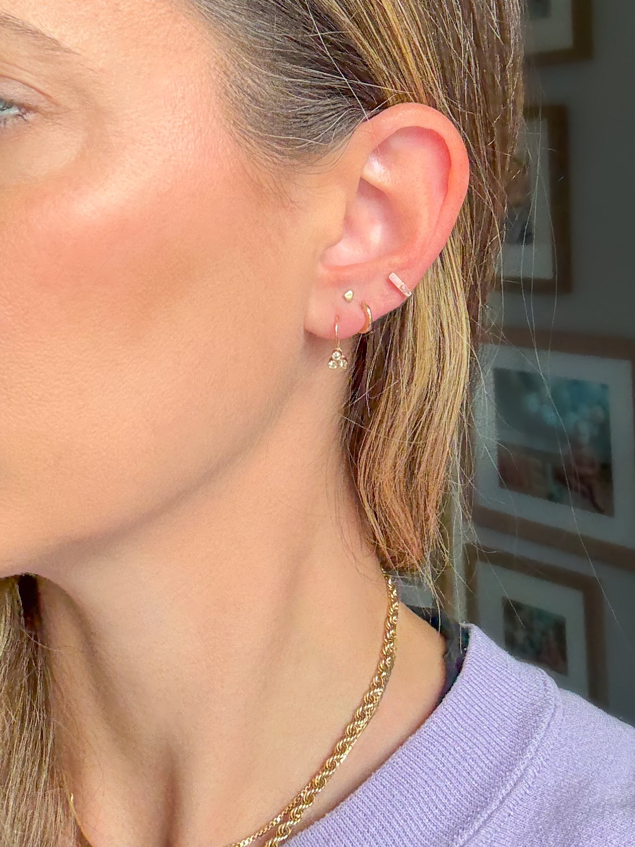 Vintage 14k Yellow Gold Drop CZ Earrings