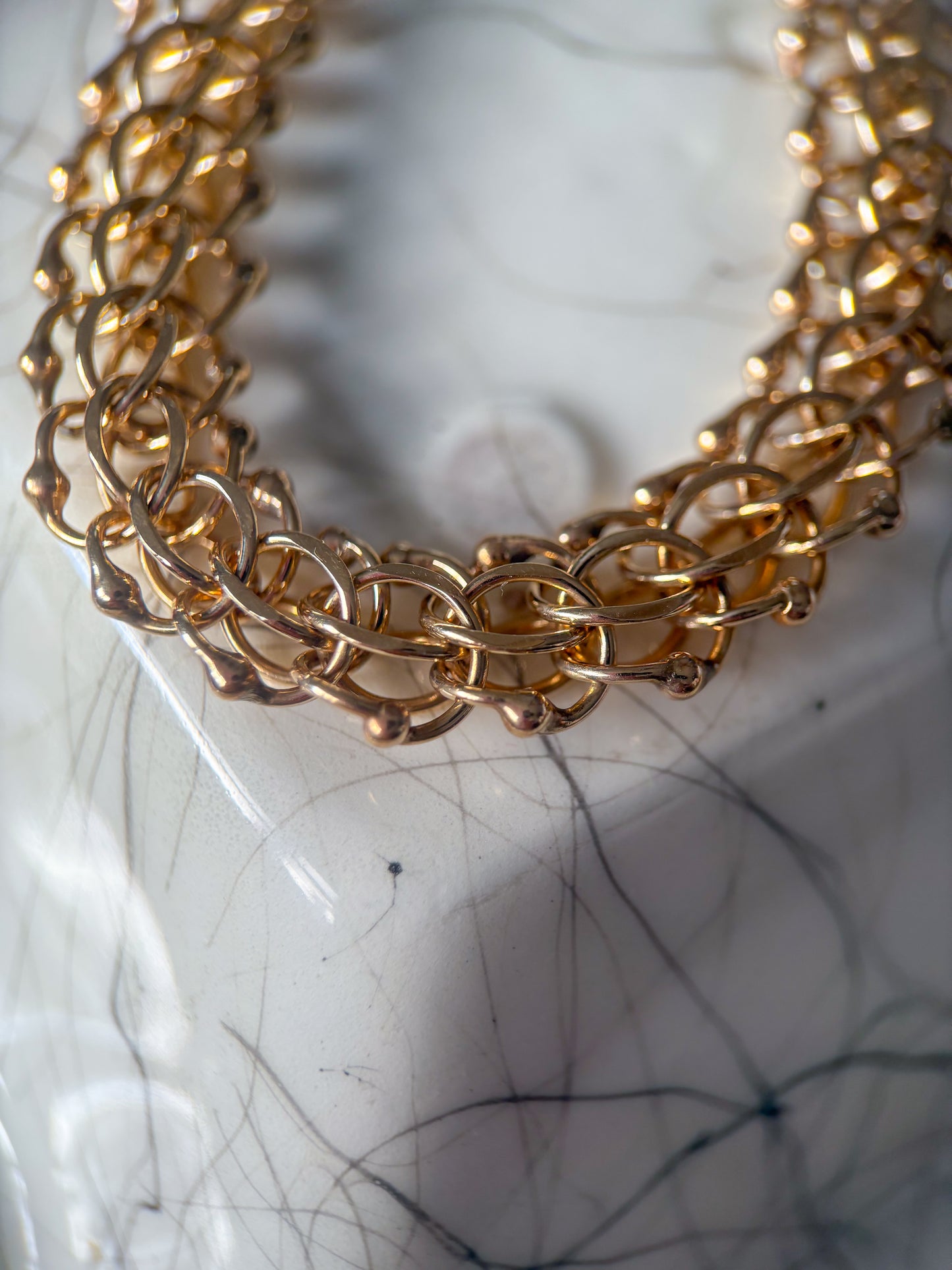 Vintage Chunky Round Multi Link 14k Yellow Gold 7.25 Inch Bracelet