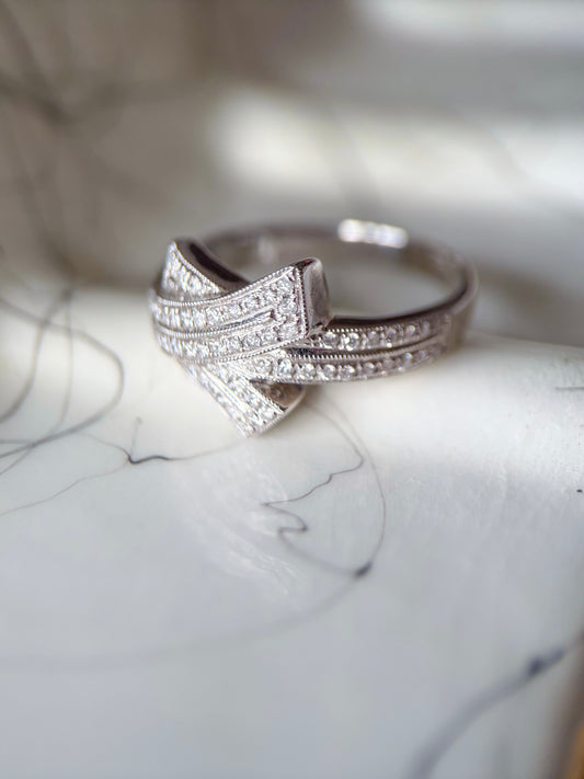 Vintage Natural Diamond 14k White Gold Ring