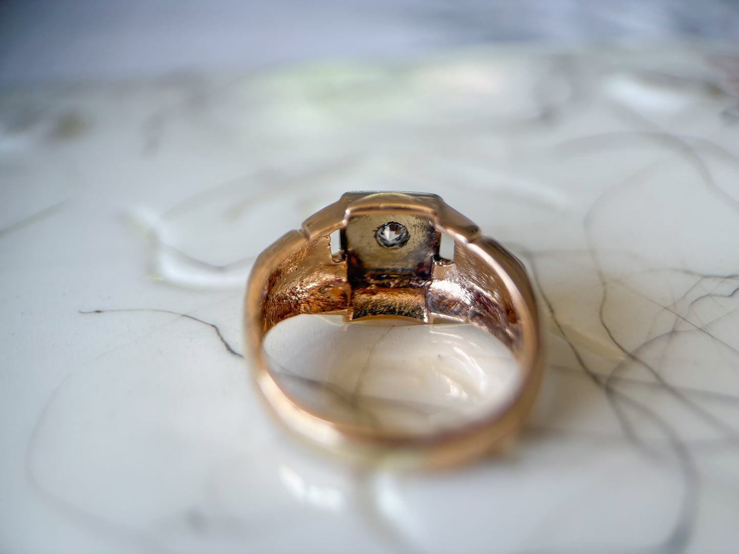 Vintage Natural Diamond 14k Yellow Gold Ring