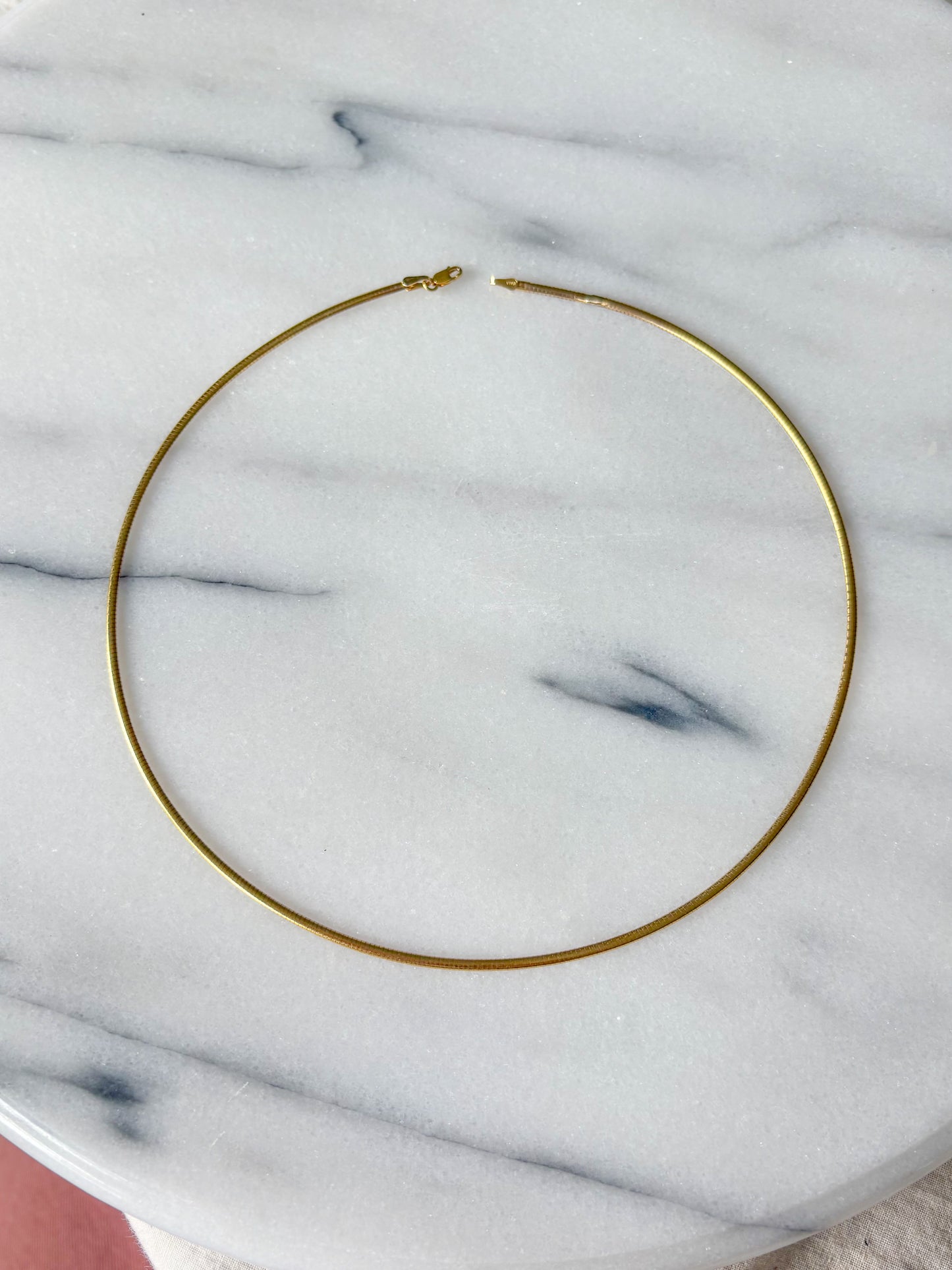 Vintage Thin Omega Slider 10k Yellow Gold Necklace