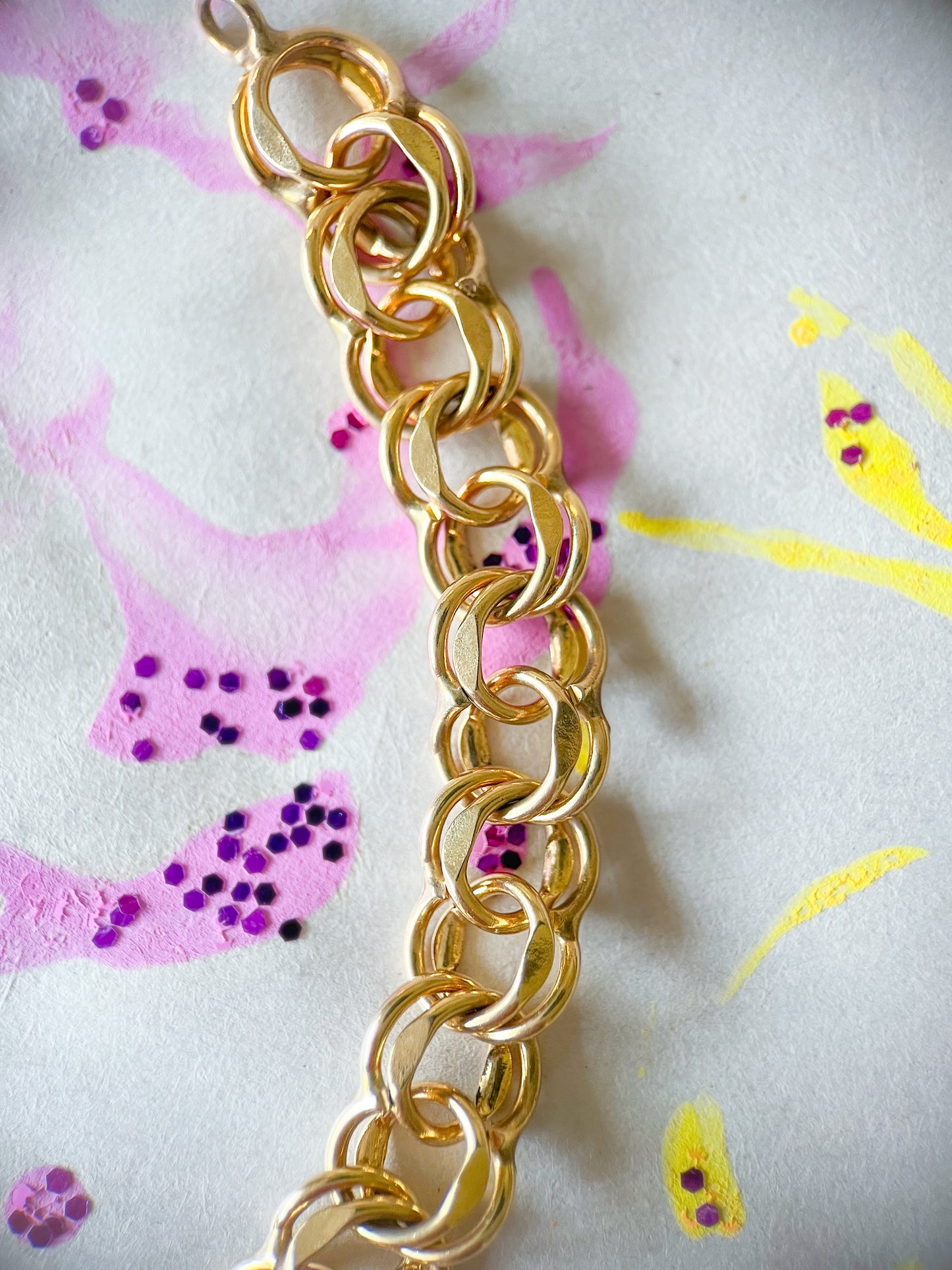 Vintage Round Multi Link 14k Yellow Gold 7 Inch Bracelet