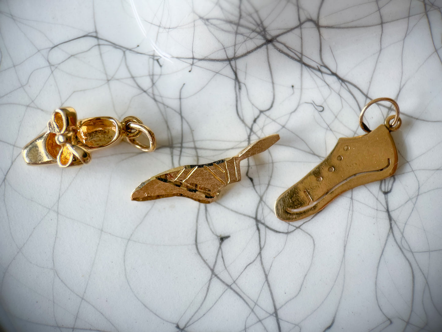 Vintage Sneaker and Ballet Shoe 14k Yellow Gold Charms