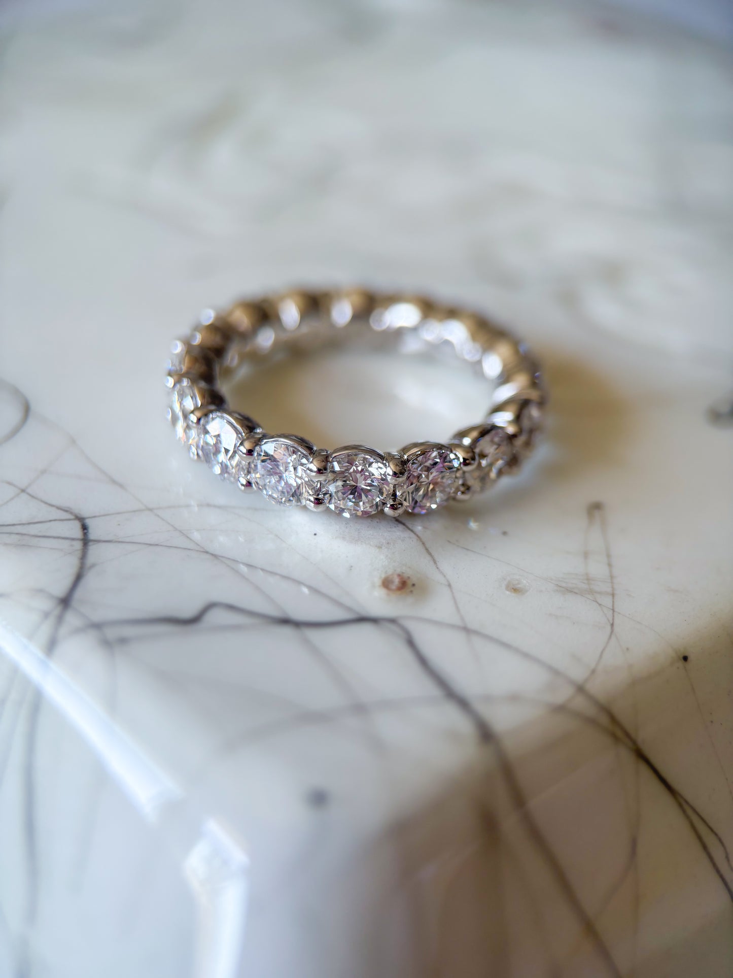 Lab Grown Diamond 14k White Gold Round 4 Carat Eternity Band