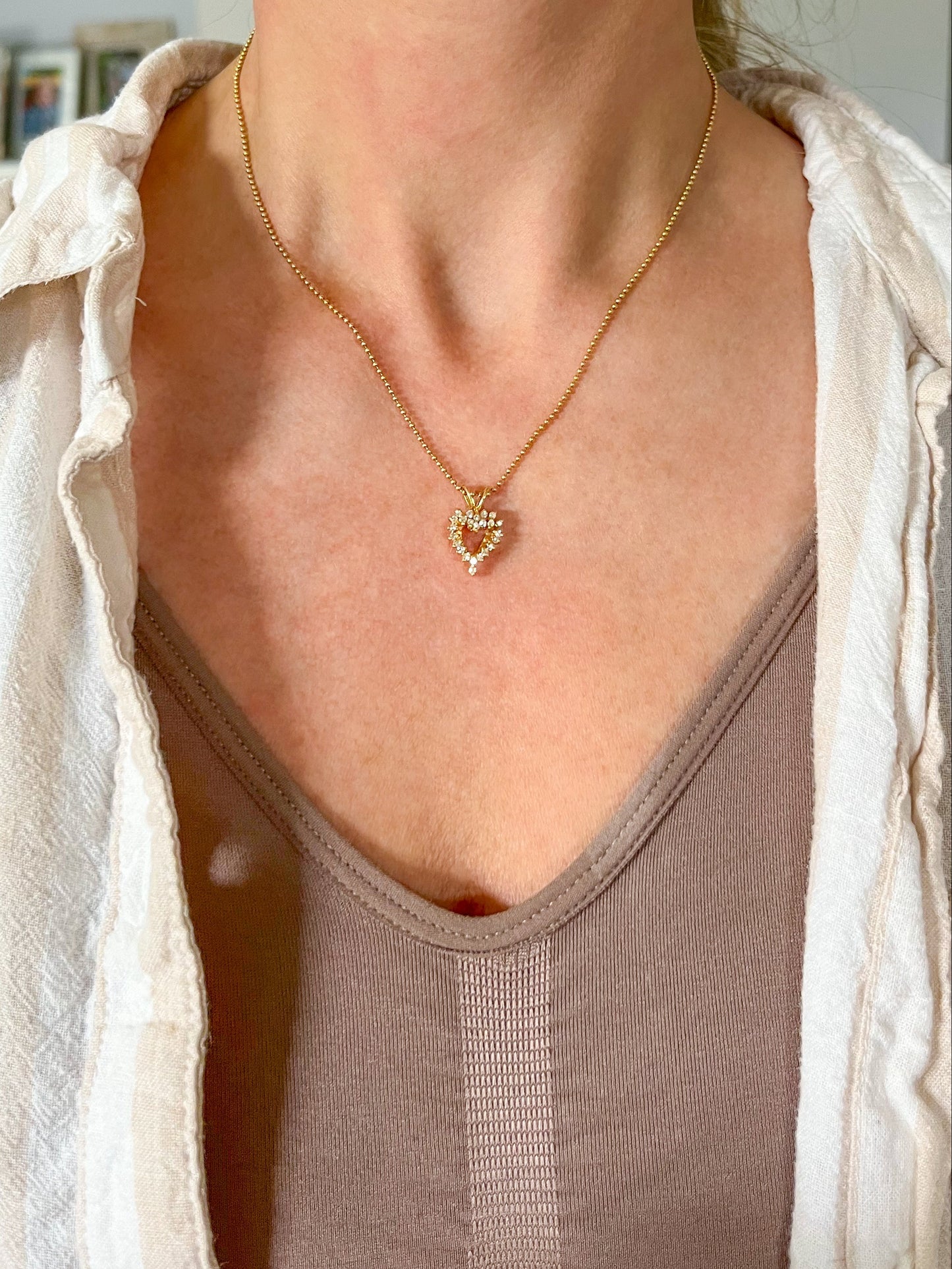 Vintage Natural Diamond Heart 14k Yellow Gold Charm