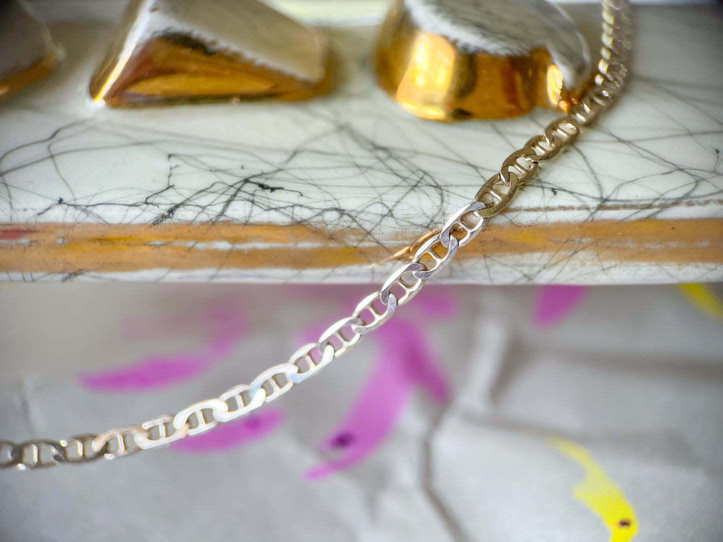 Vintage Flat Mariner Sterling Silver 20 Inch Chain Necklace
