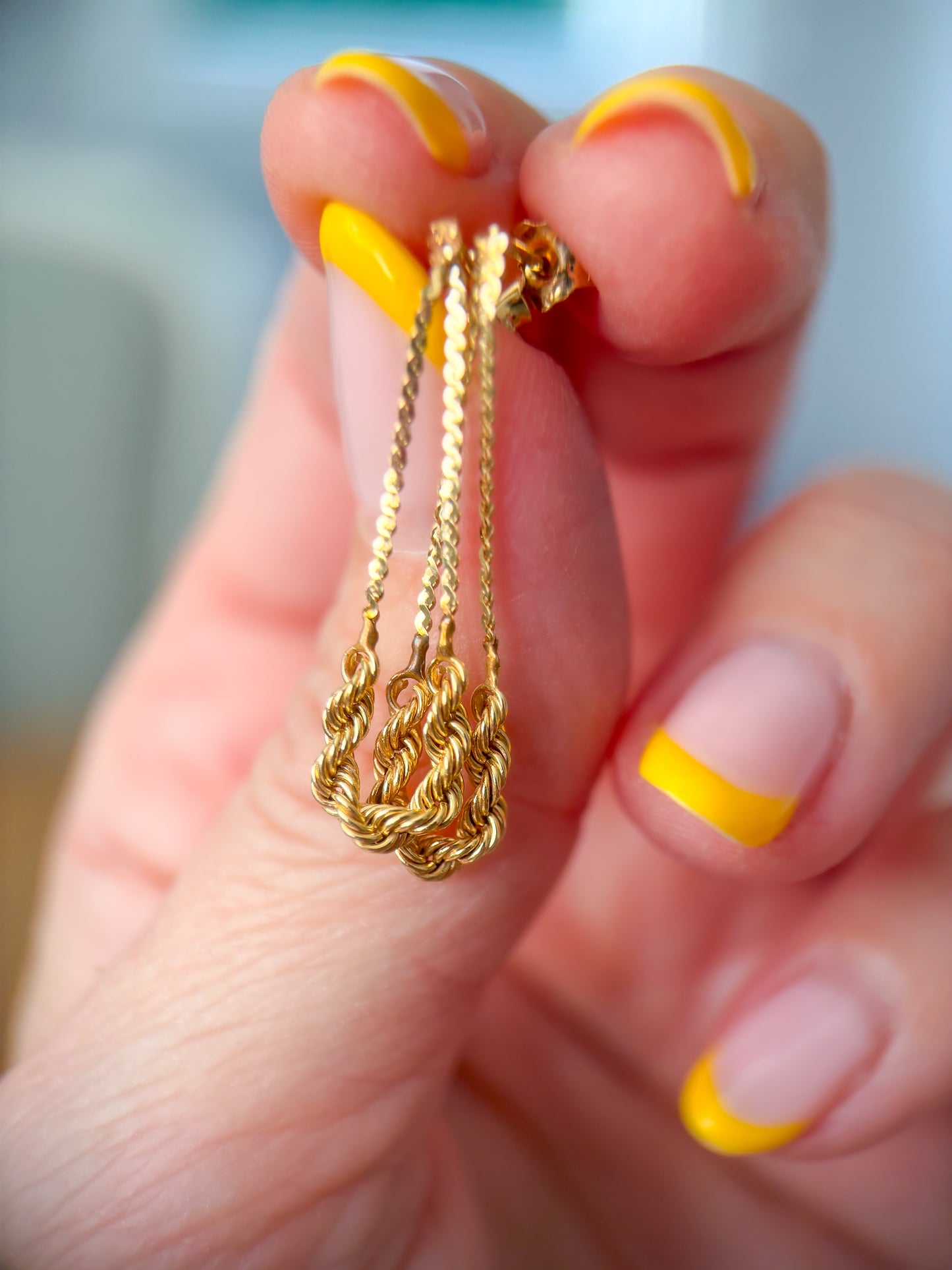 Vintage Dangle Rope 14k Yellow Gold Earrings