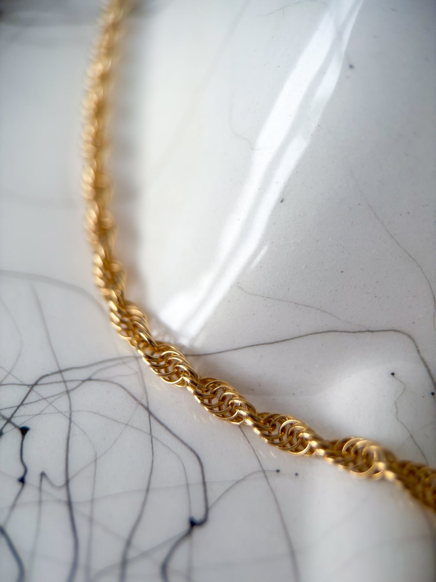 Vintage Open Rope Chain 14k Yellow Gold 25 Inch Chain Necklace