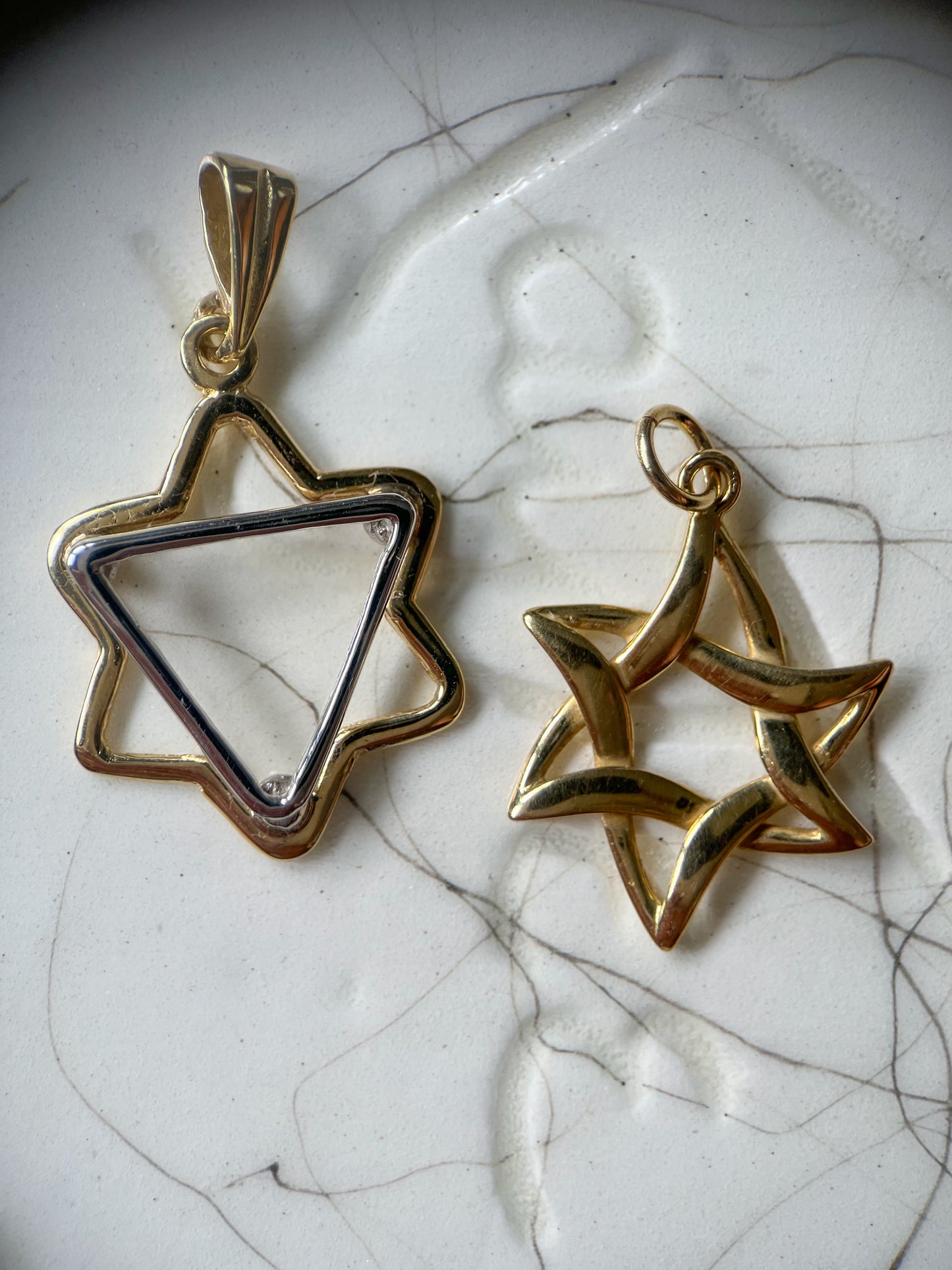 Vintage 14k Two Toned Yellow and White Gold Star of David Charm