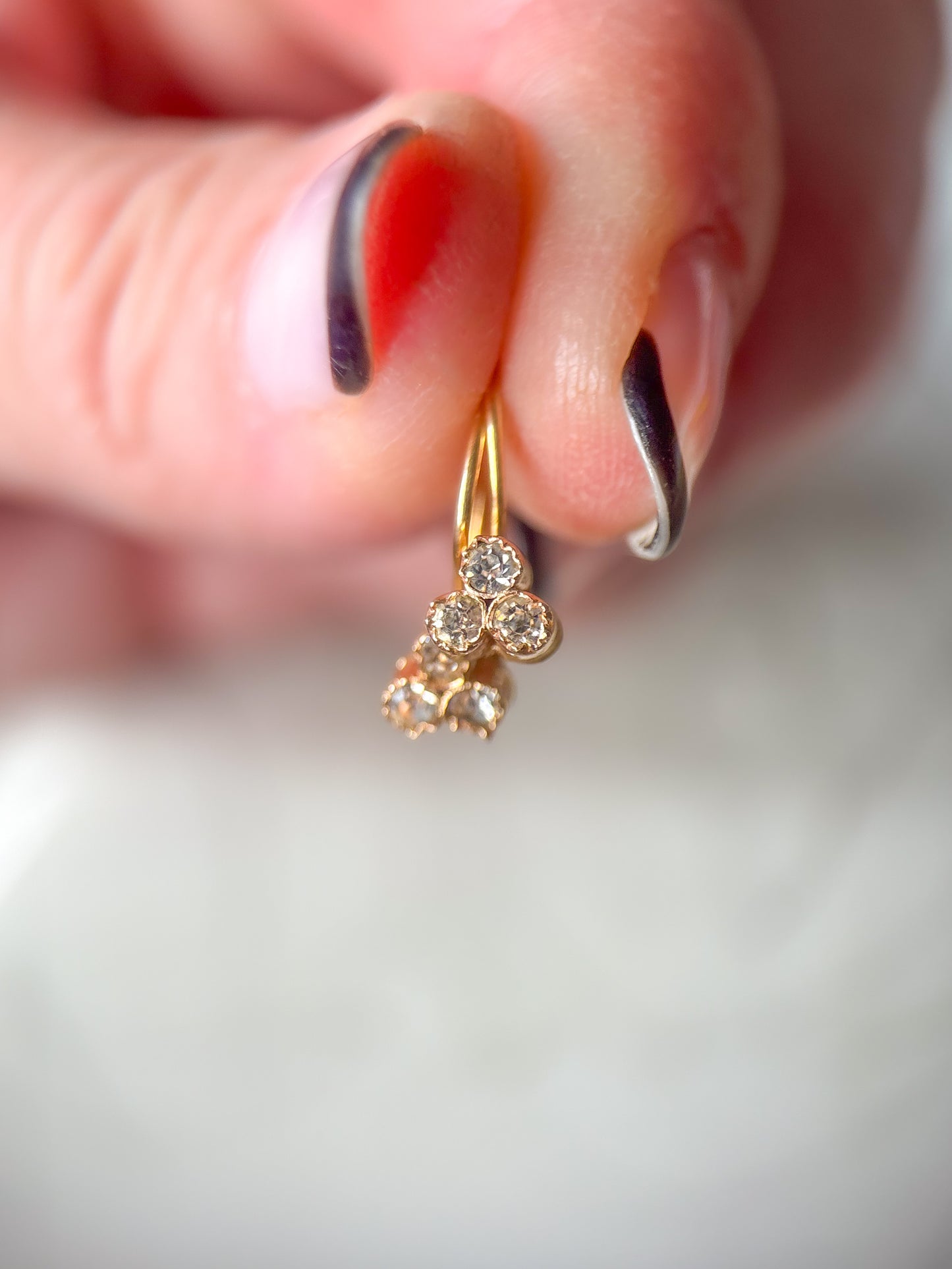 Vintage 14k Yellow Gold Drop CZ Earrings