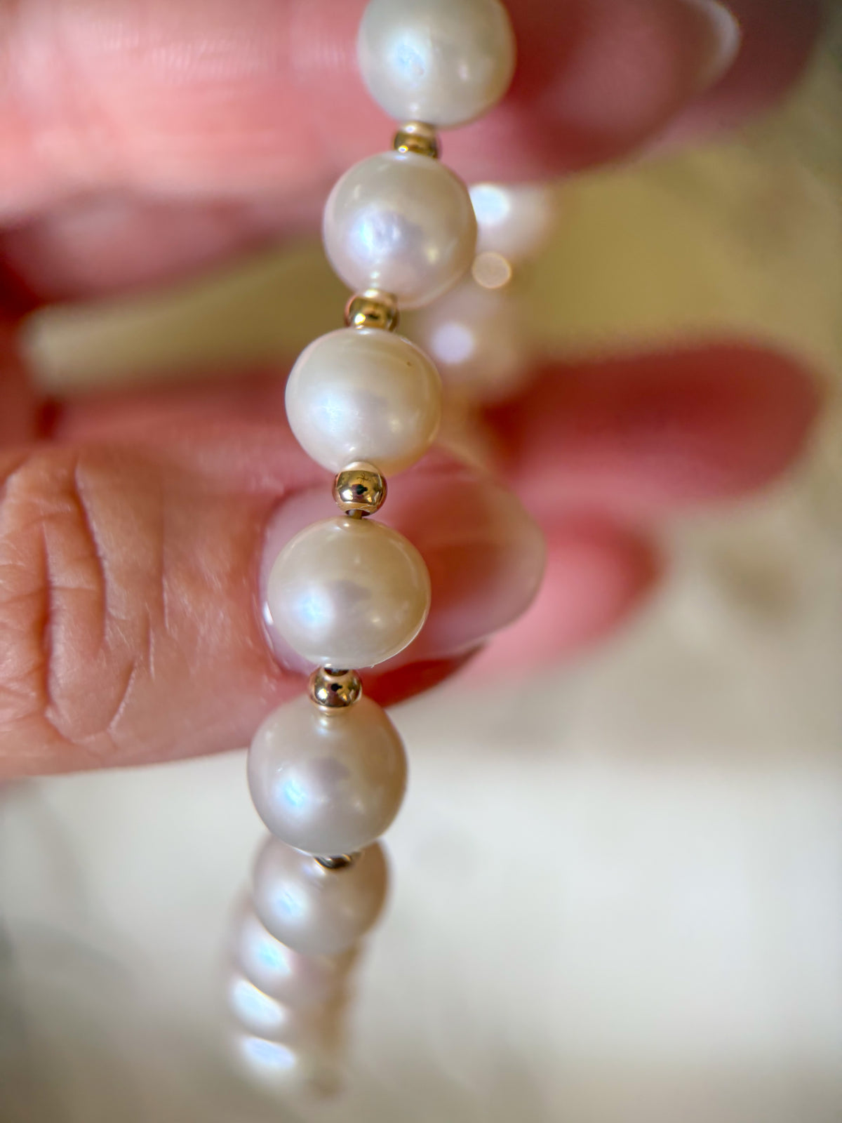 Natural Pearl 14k Yellow Gold 7 Inch Bracelet