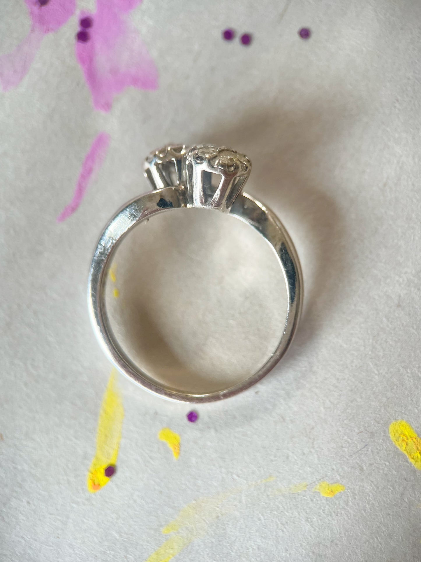 Vintage Natural Diamond 14k White Gold Ring